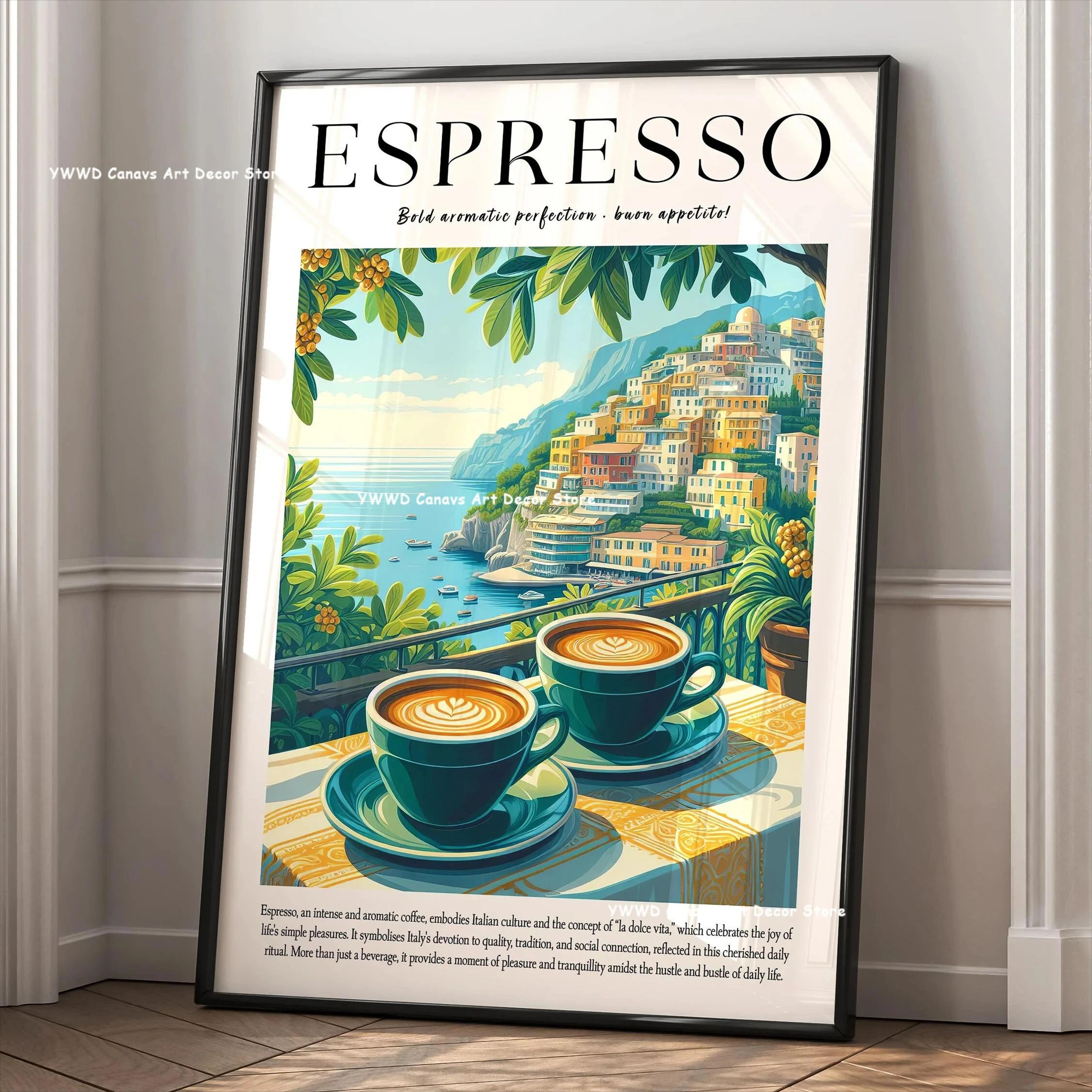Buongiorno Espresso Canvas Print  Coffee Kitchen Wall Art Poster For Cafe  Modern Home Decor 1