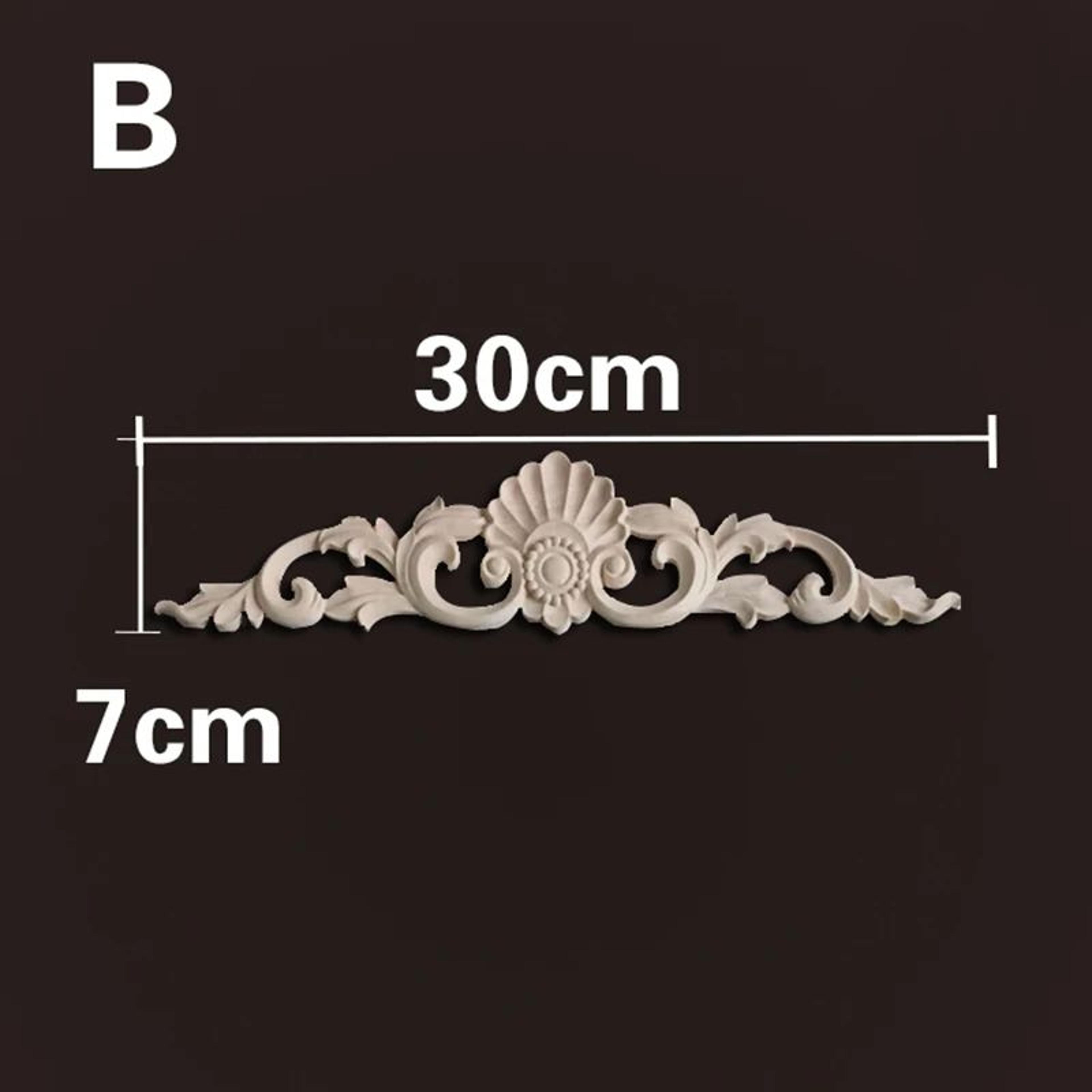 Natural Wood Carved Appliques  Onlays  Floral Furniture Trim Decorative Corner Frame For Wall Door  20