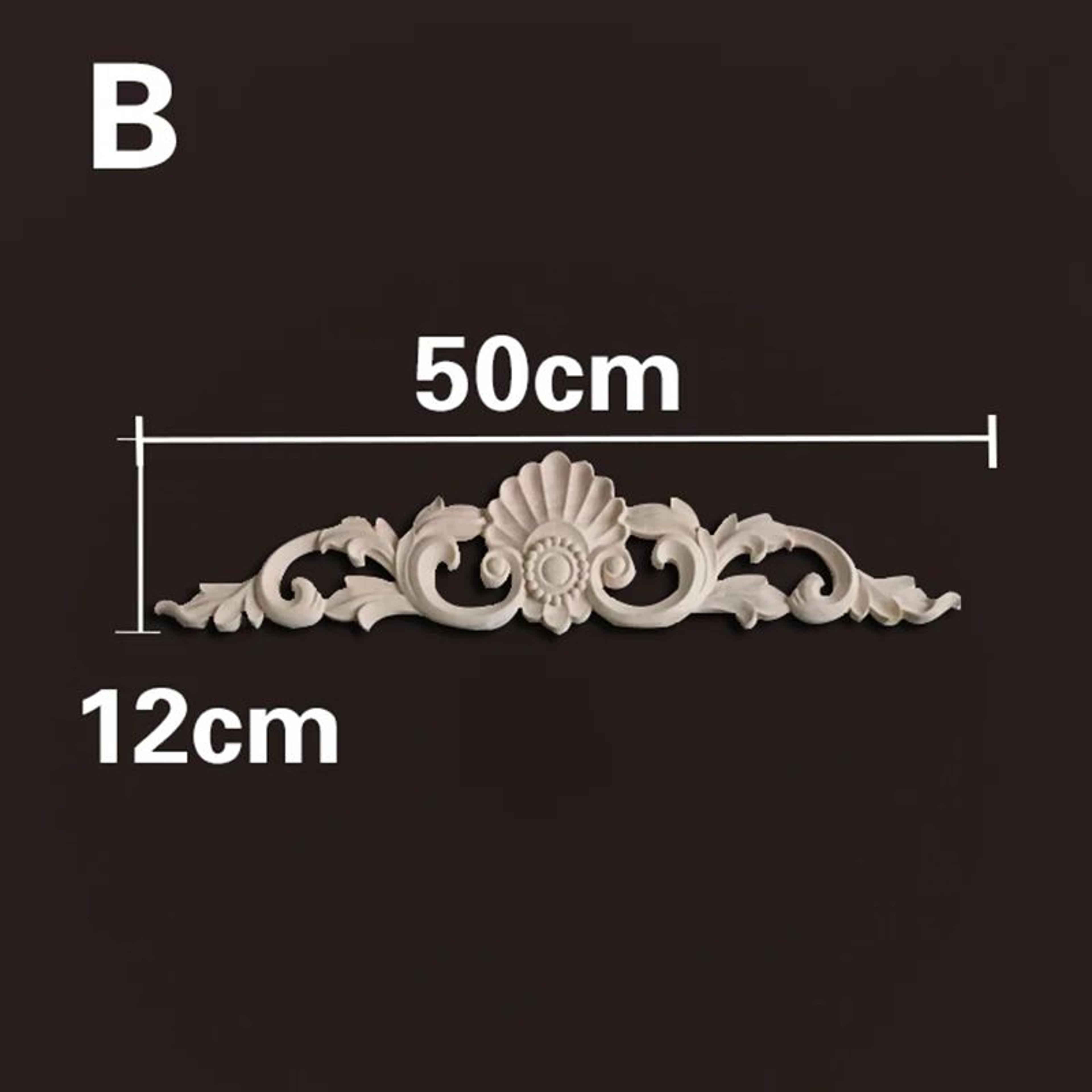 Natural Wood Carved Appliques  Onlays  Floral Furniture Trim Decorative Corner Frame For Wall Door  24