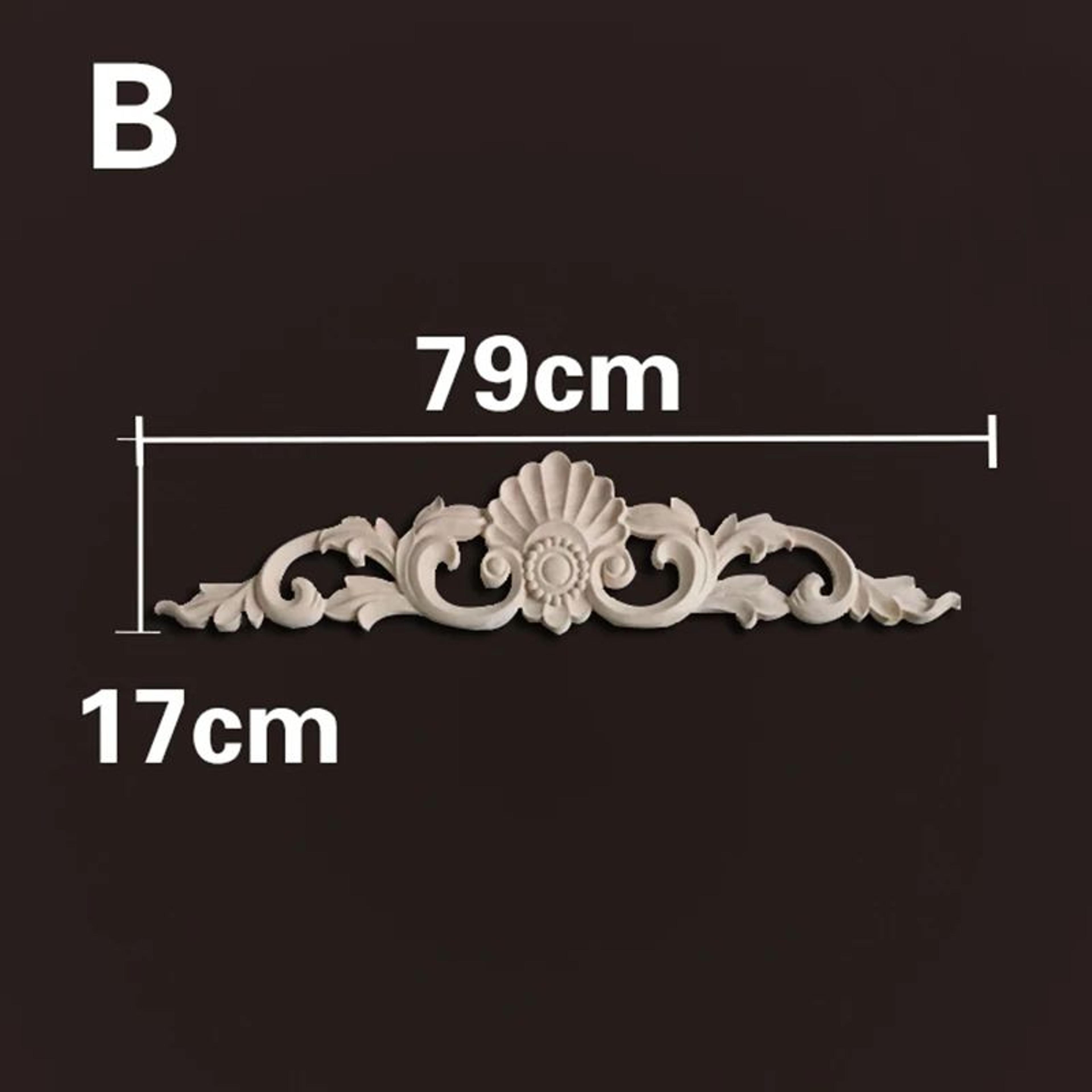Natural Wood Carved Appliques  Onlays  Floral Furniture Trim Decorative Corner Frame For Wall Door  25