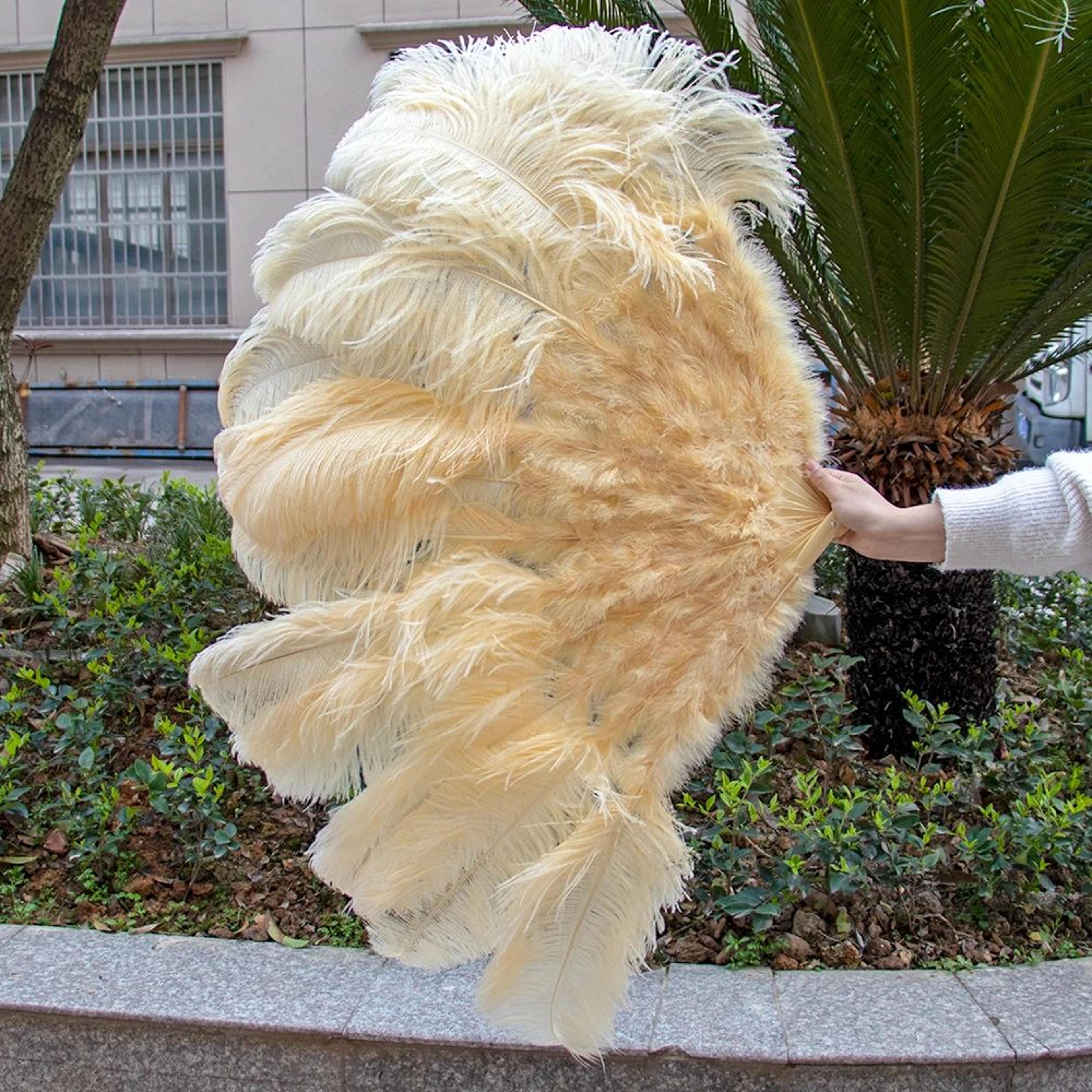 Luxury Ostrich Feather Fan  Large  Folding Dance Fan For Stage Carnival  Performance 13