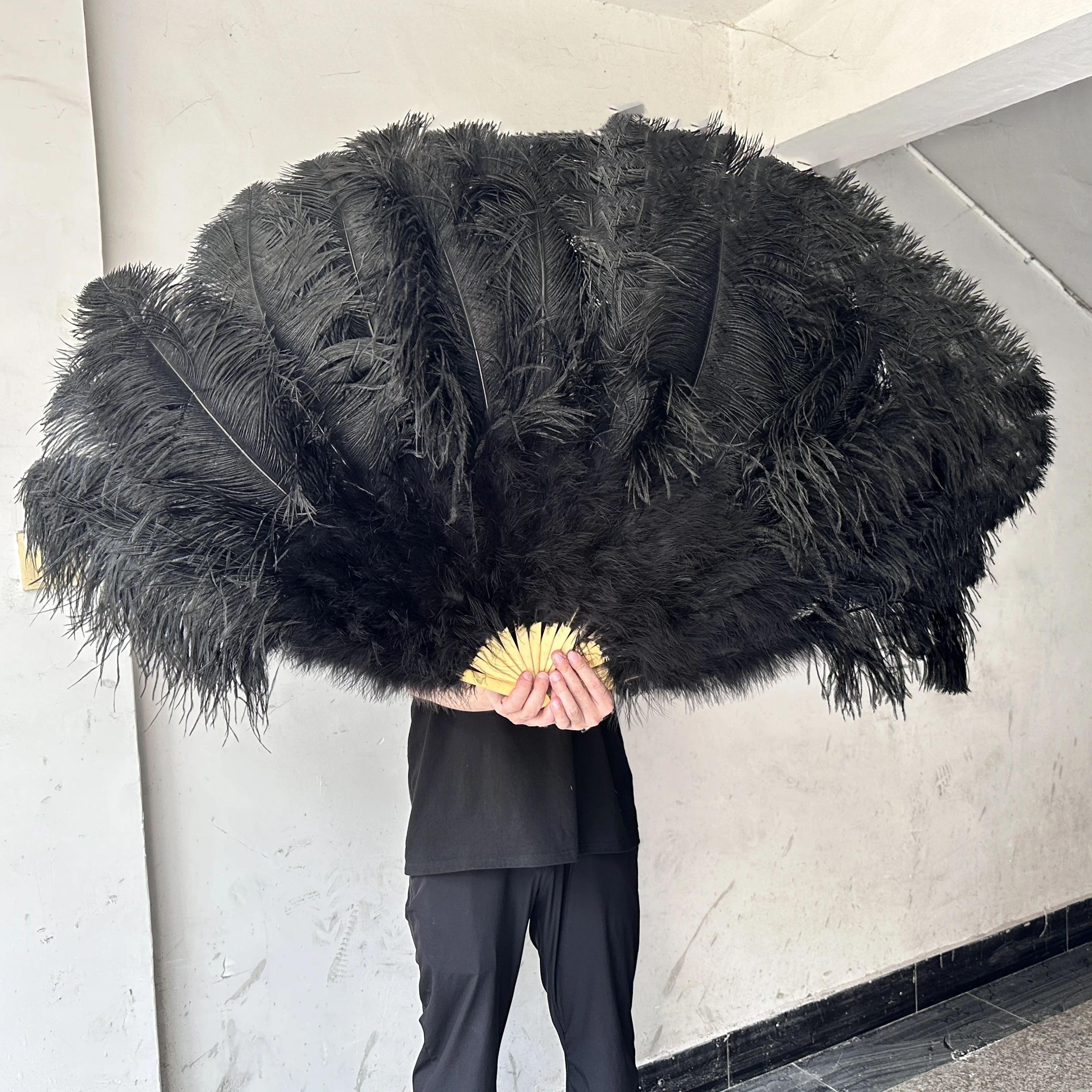Luxury Ostrich Feather Fan  Large  Folding Dance Fan For Stage Carnival  Performance 15