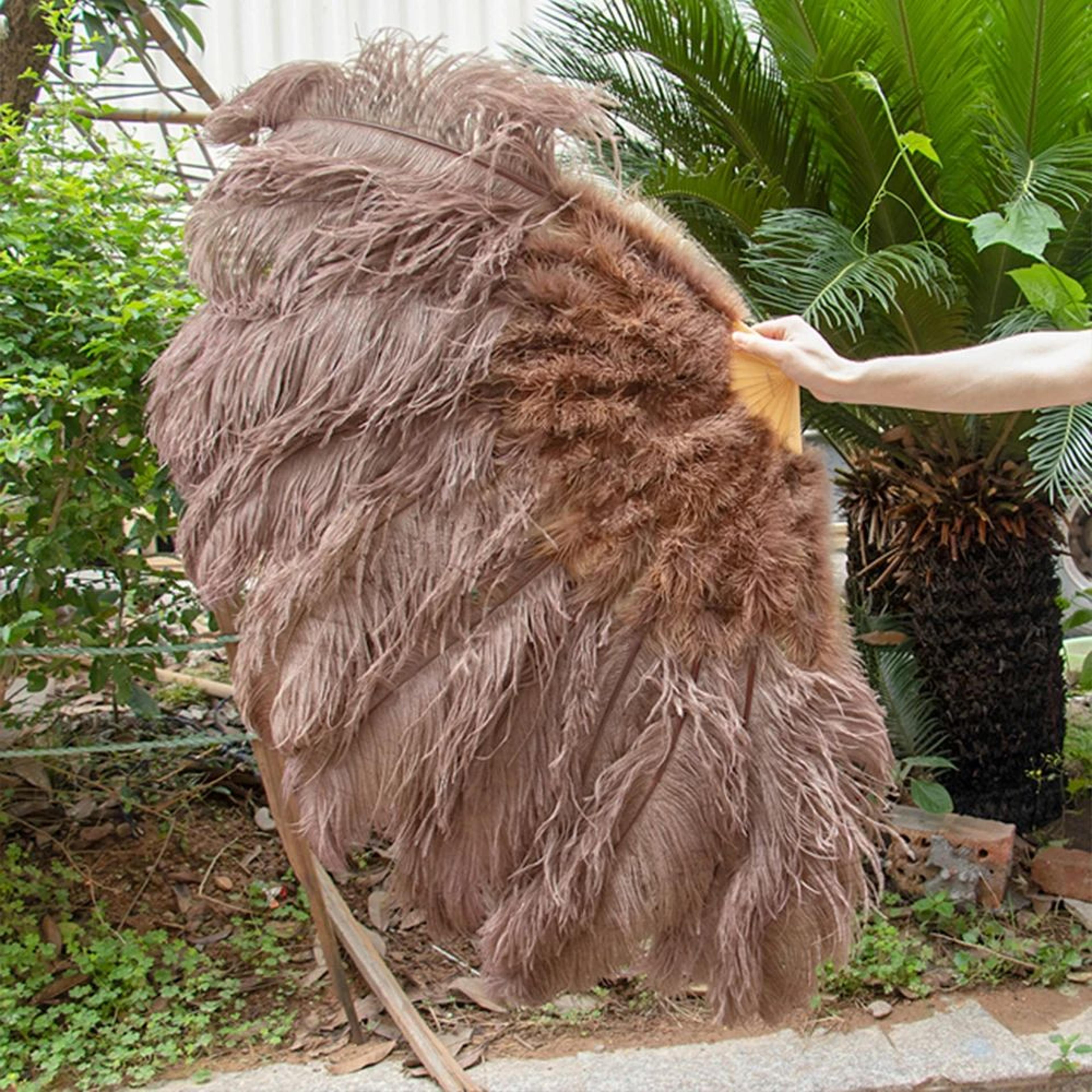Luxury Ostrich Feather Fan  Large  Folding Dance Fan For Stage Carnival  Performance 17