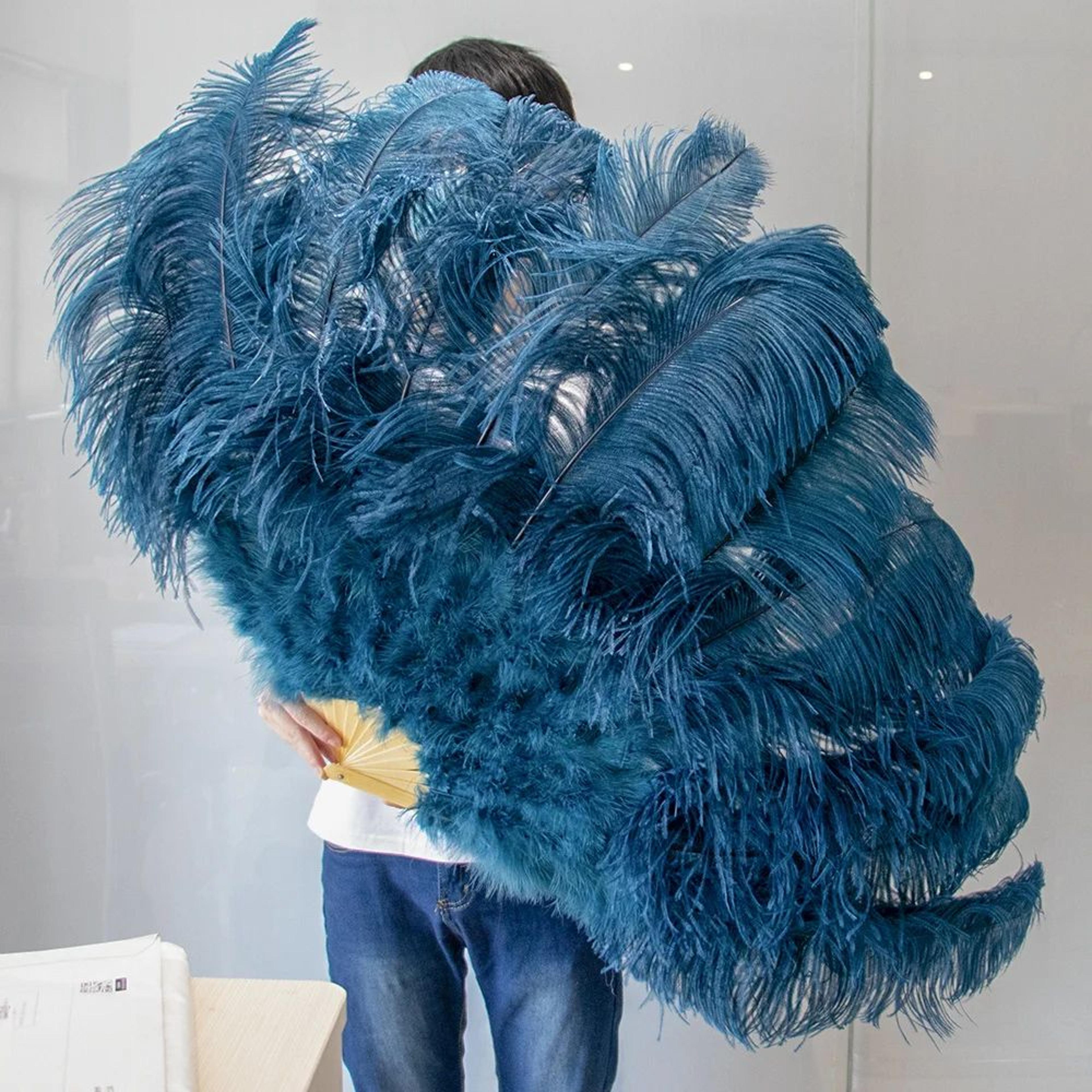 Luxury Ostrich Feather Fan  Large  Folding Dance Fan For Stage Carnival  Performance 7