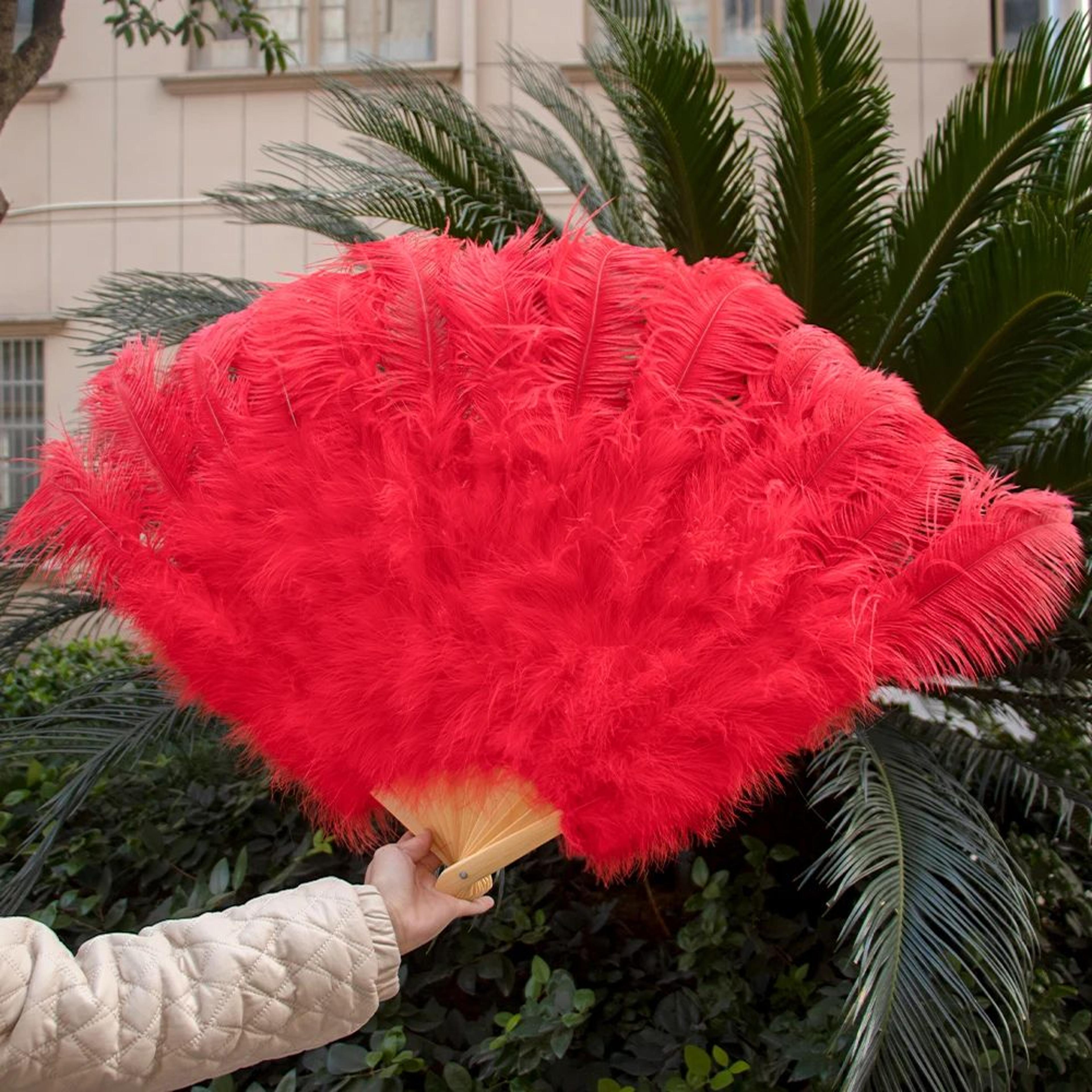 Luxury Ostrich Feather Fan  Large  Folding Dance Fan For Stage Carnival  Performance 8