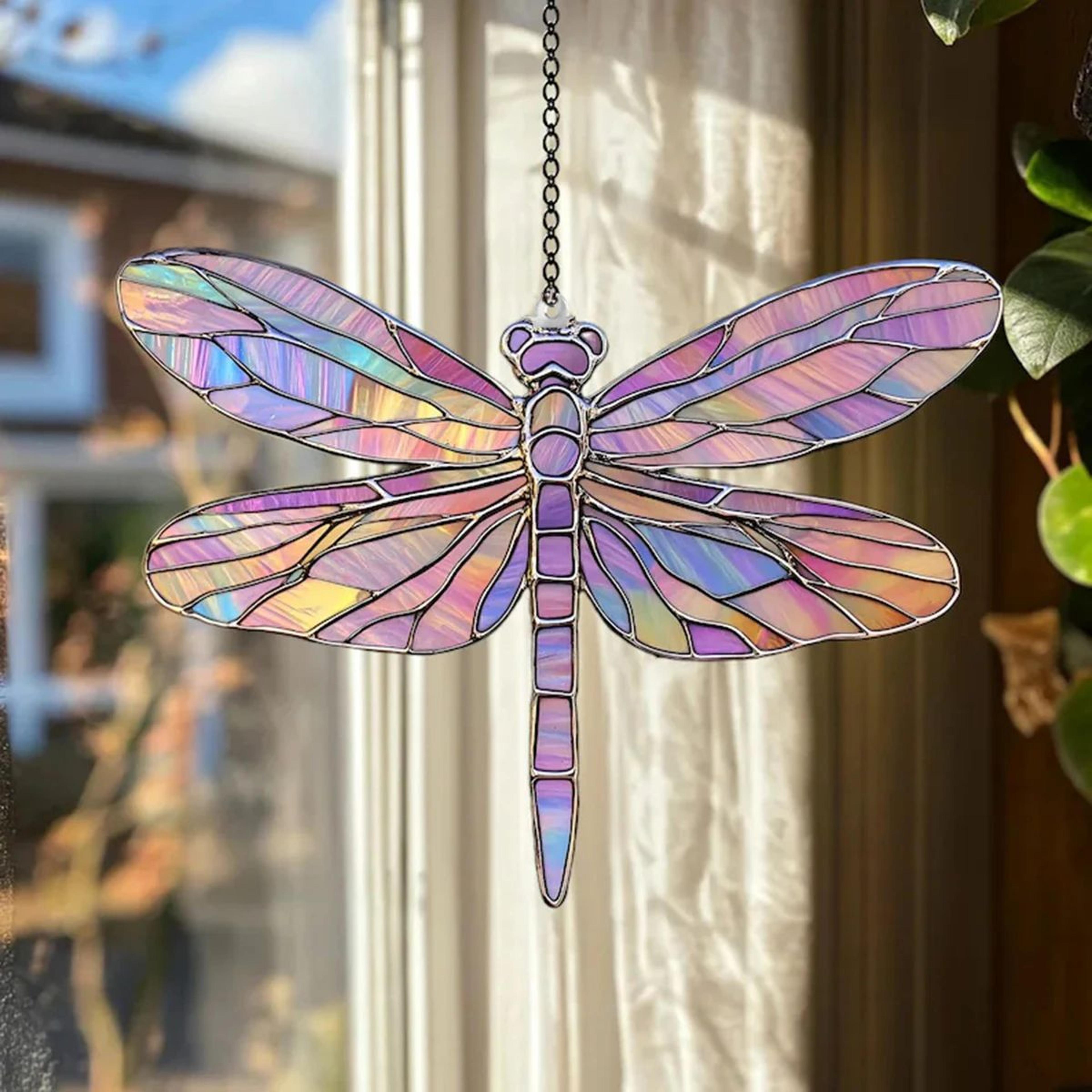 Colorful Dragonfly Acrylic Suncatcher  Hanging Window Decor For Garden Bedroom  Home 1