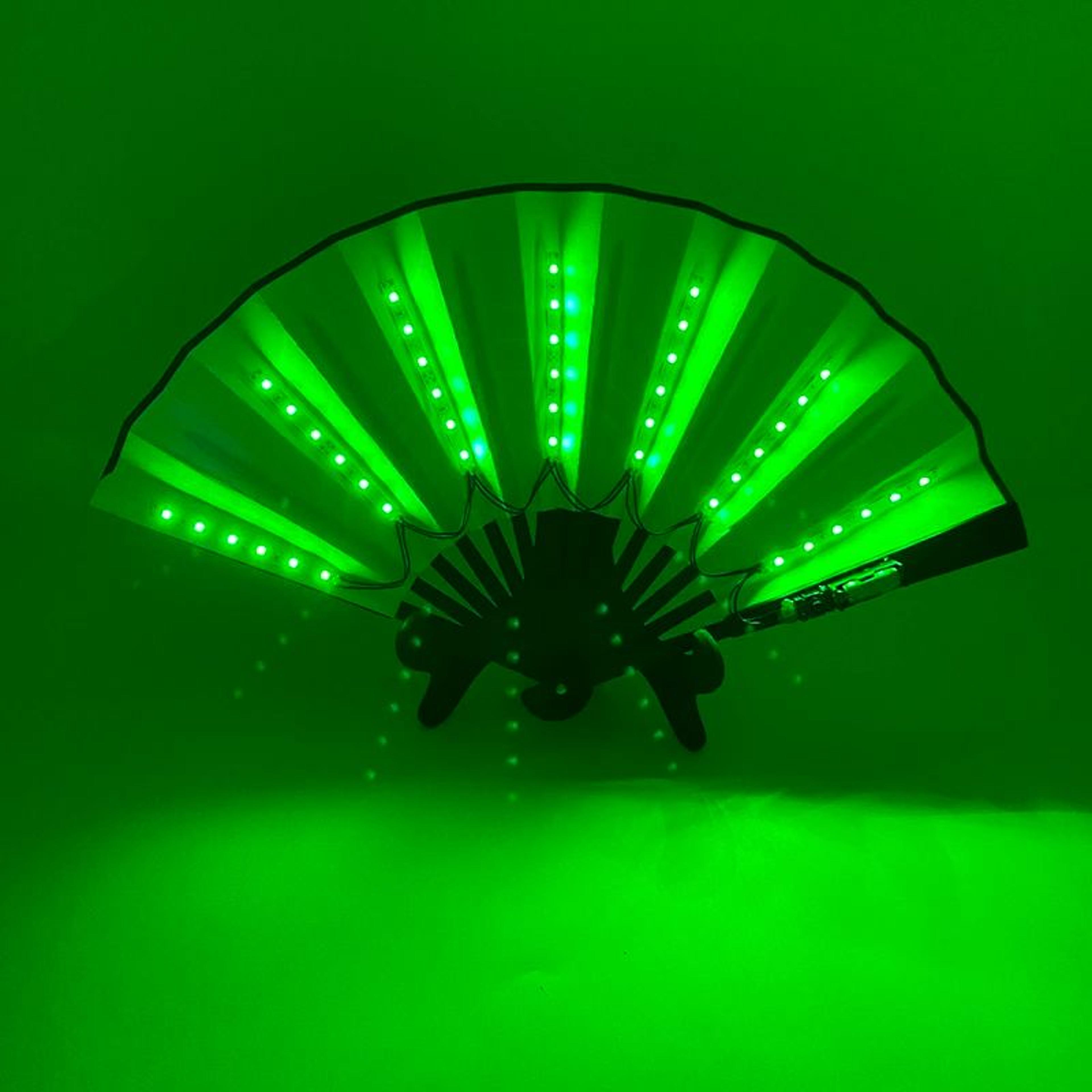 LED Neon Light Folding Fan  Glowing Rave Hand Fan For Party Festival  Performance Decor 3