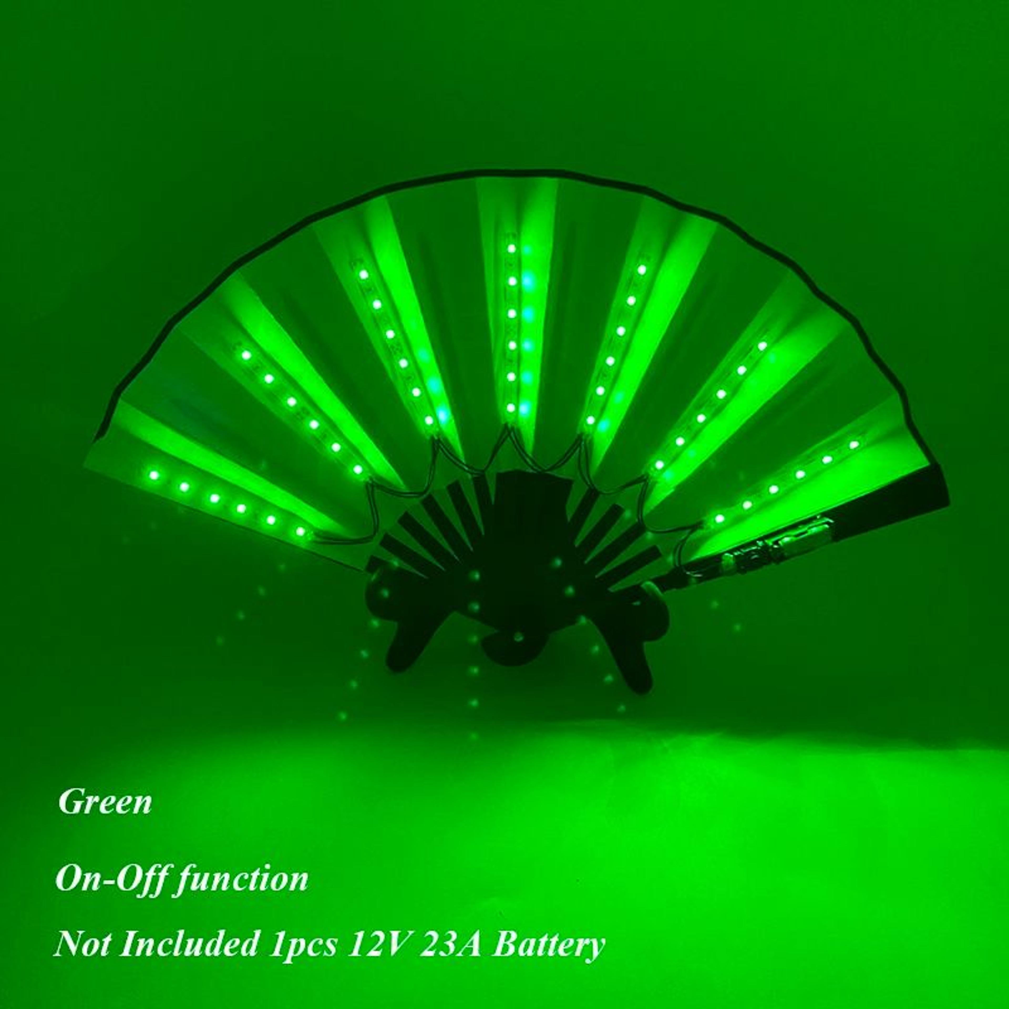 LED Neon Light Folding Fan  Glowing Rave Hand Fan For Party Festival  Performance Decor 10