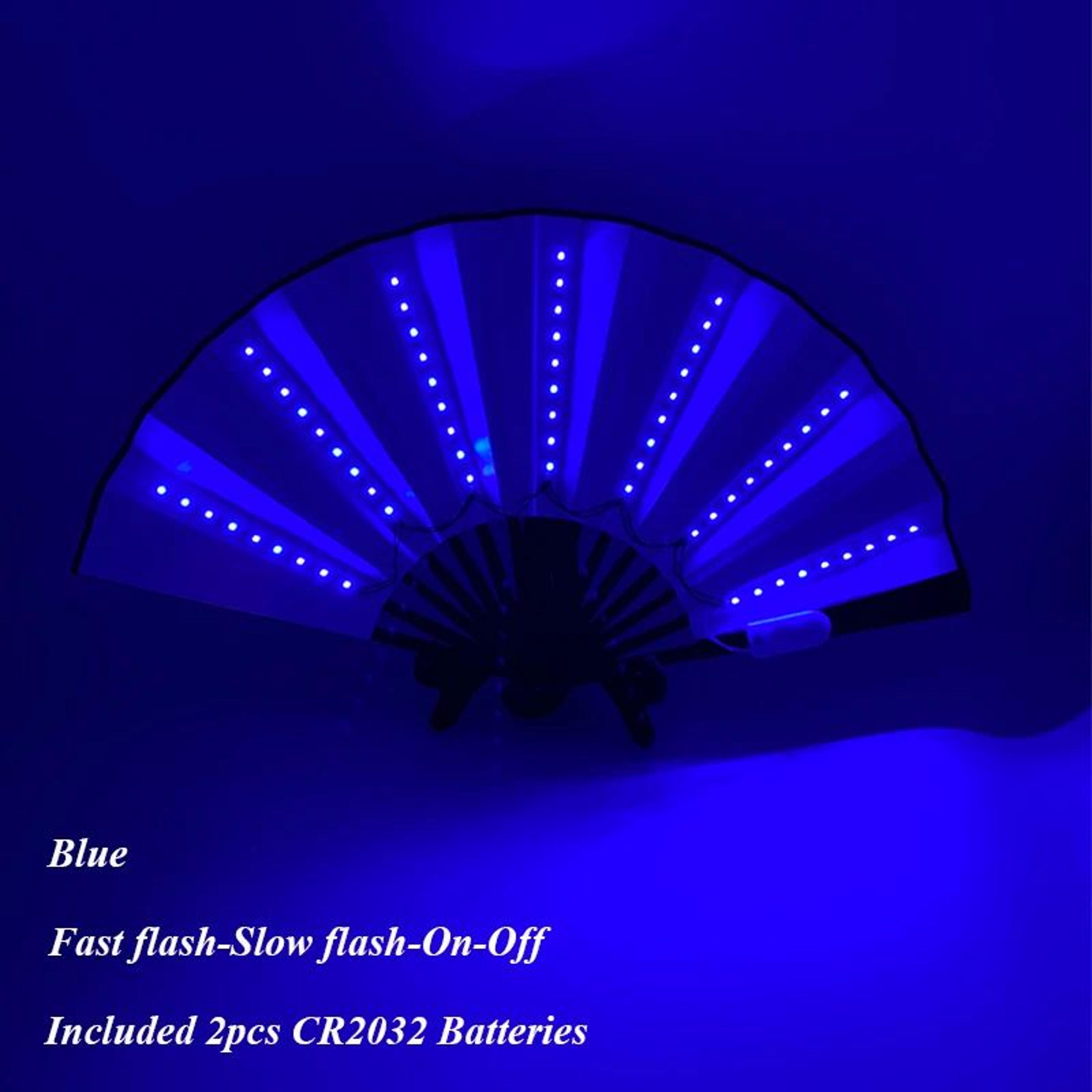 LED Neon Light Folding Fan  Glowing Rave Hand Fan For Party Festival  Performance Decor 17
