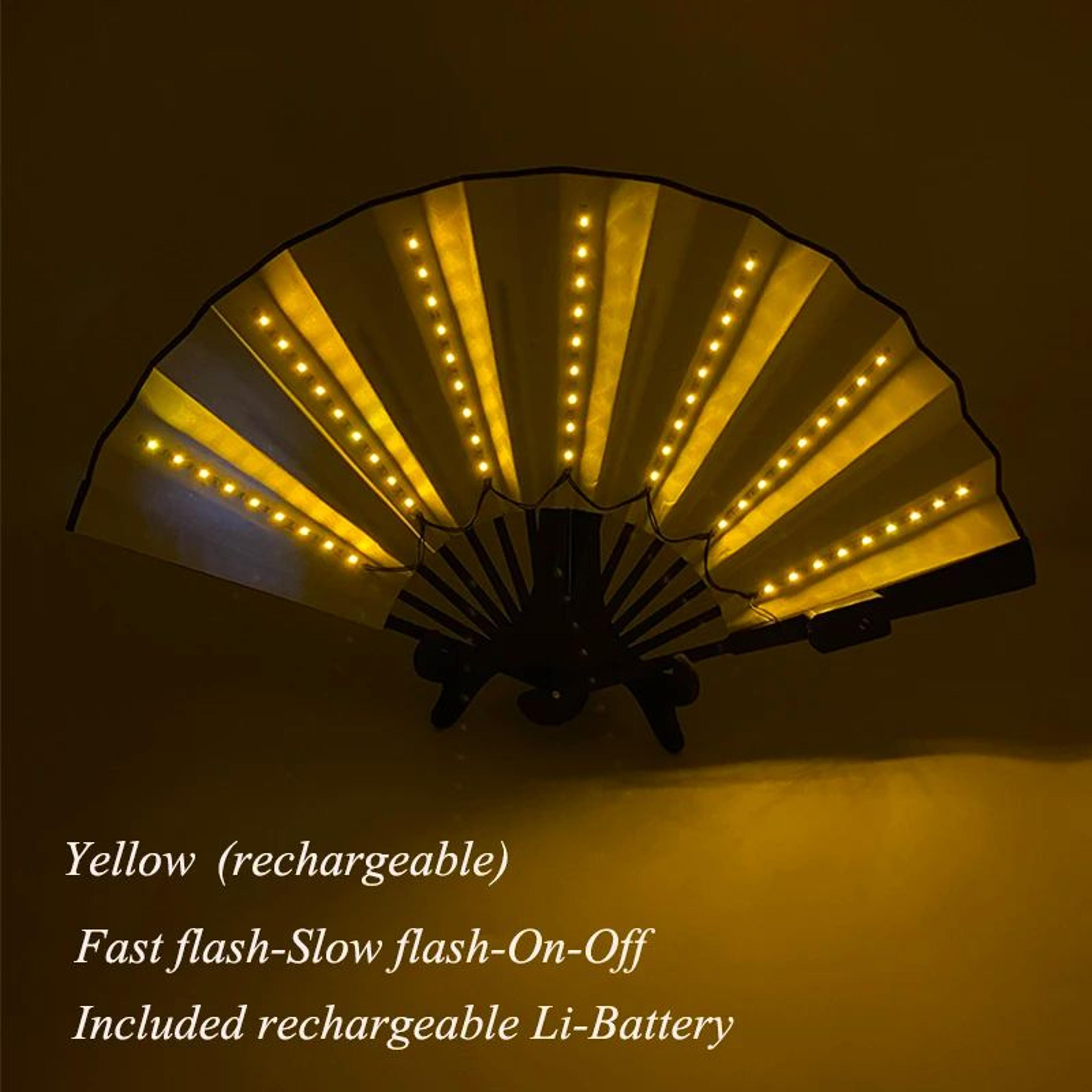 LED Neon Light Folding Fan  Glowing Rave Hand Fan For Party Festival  Performance Decor 23
