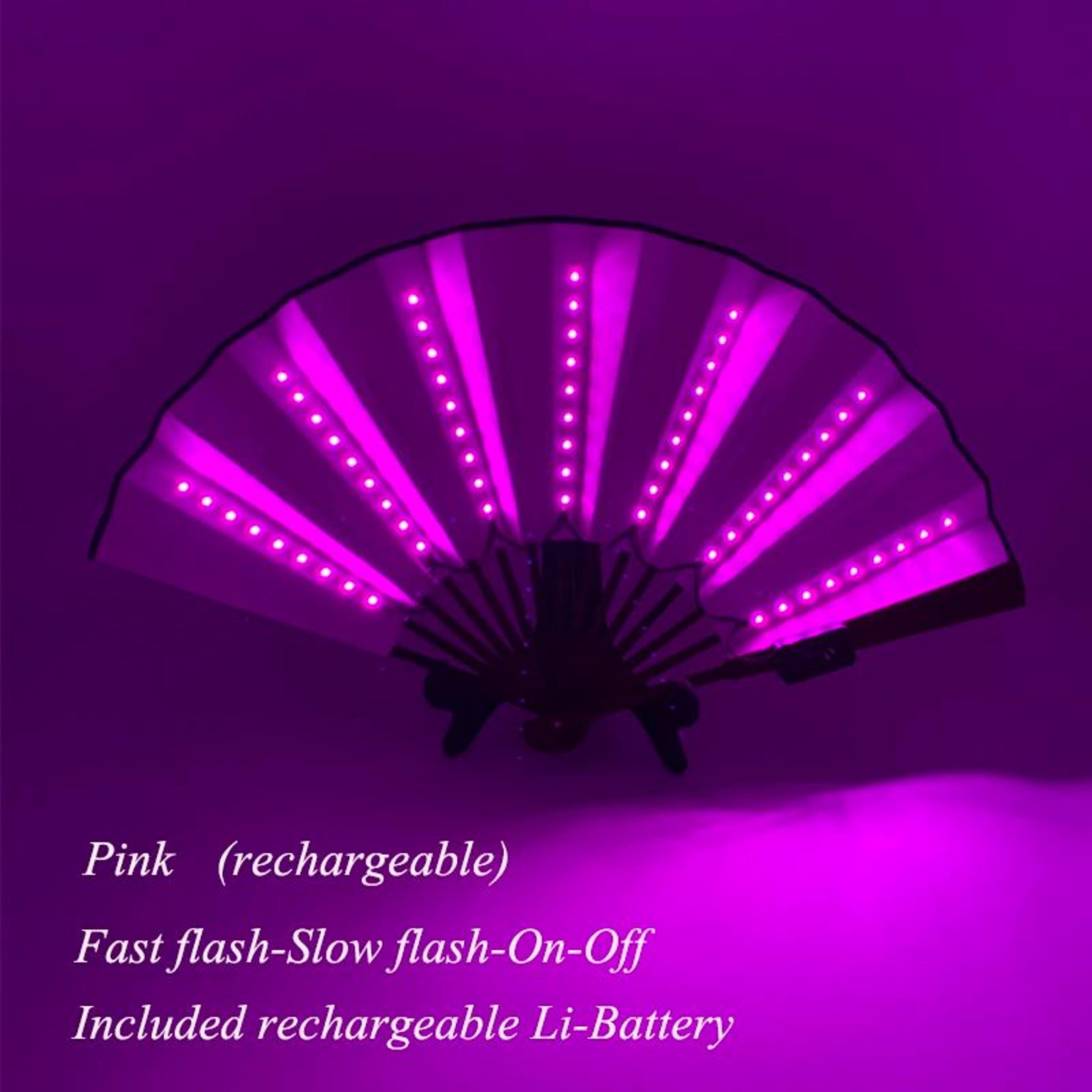 LED Neon Light Folding Fan  Glowing Rave Hand Fan For Party Festival  Performance Decor 27