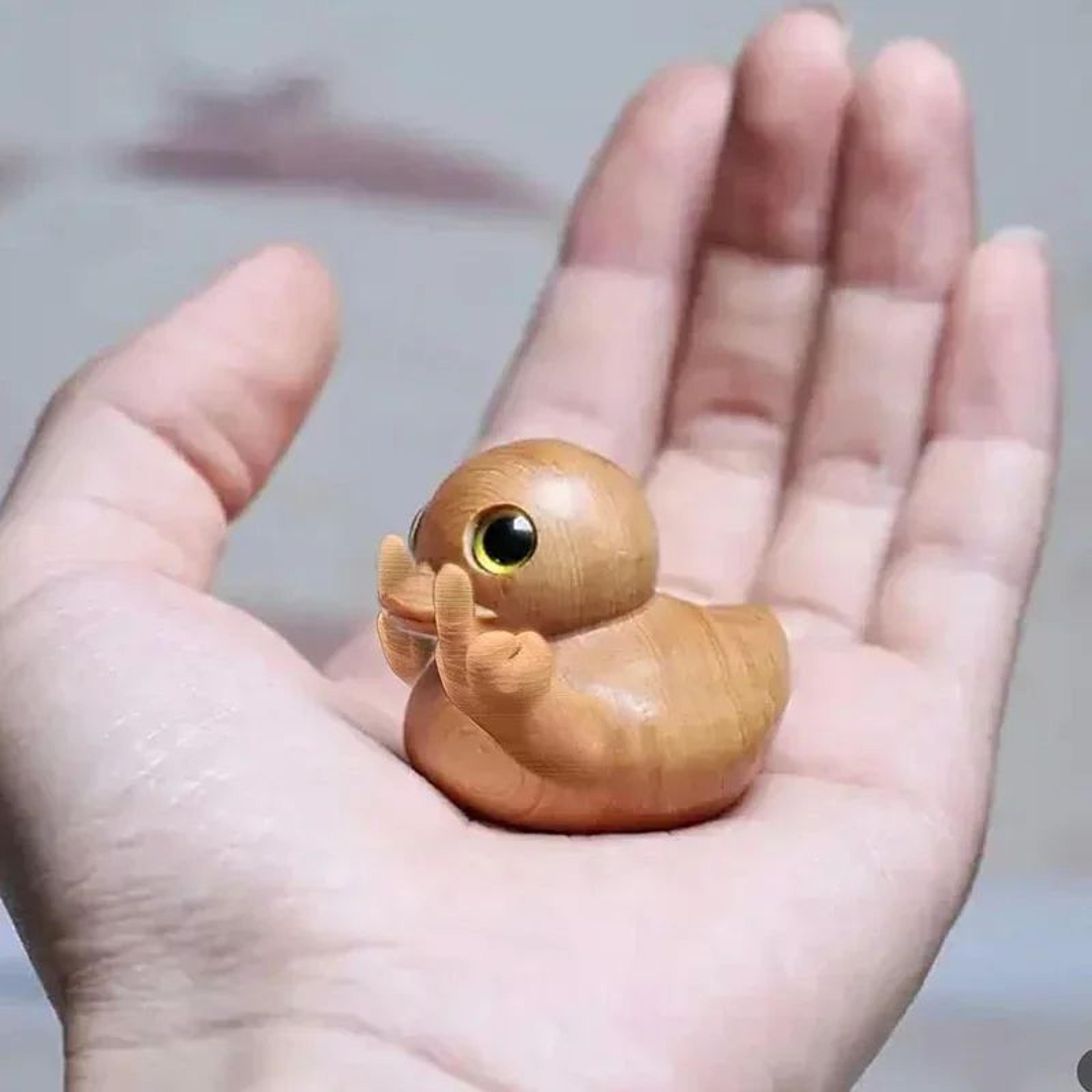 Funny Middle Finger Duck Wooden Figurine  Cheeky Mini Desk Decor  Humorous Gift Statue 4