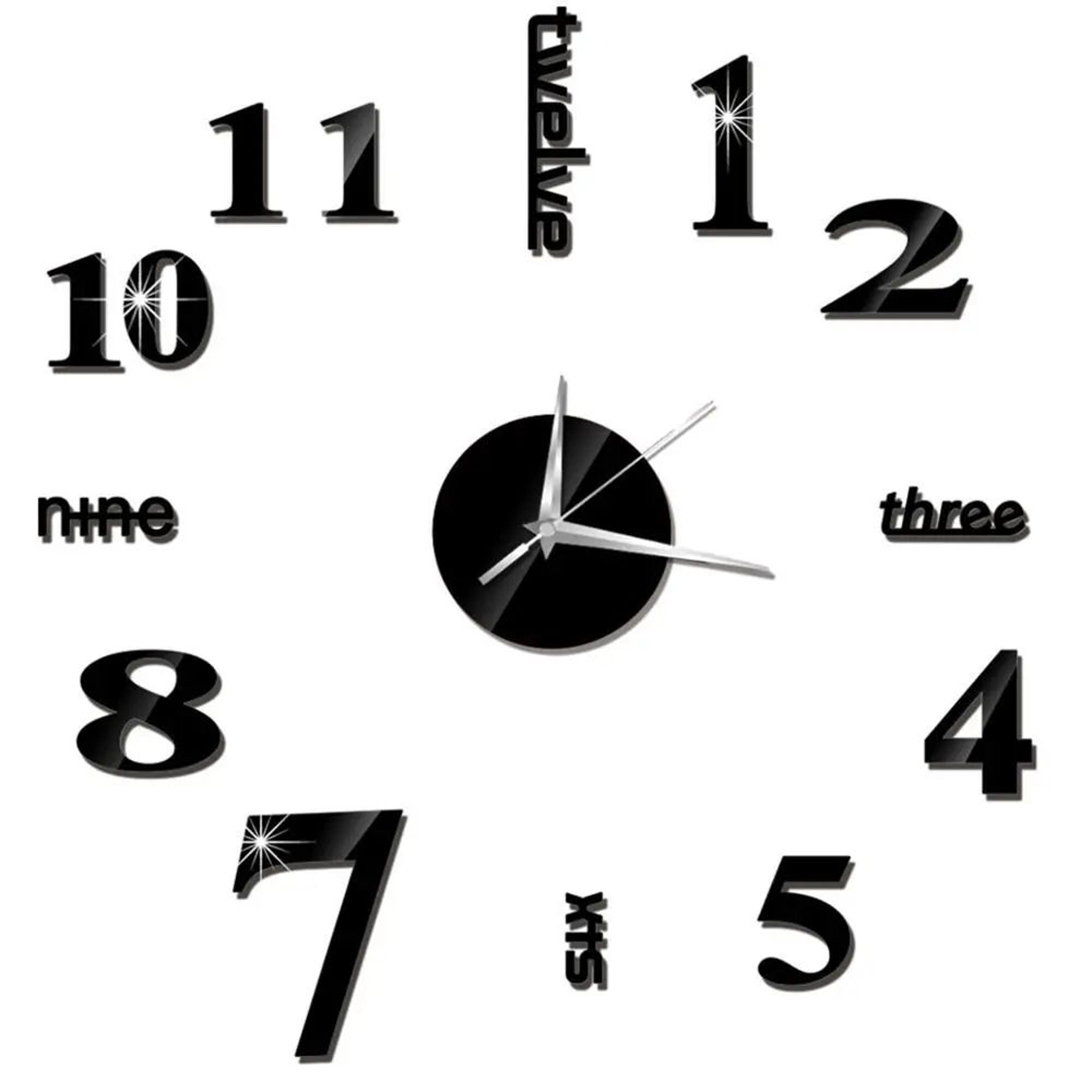 Frameless Mirror Wall Clock Sticker  DIY 2D Quartz Decorative Clock For Living Room Home Decor 10