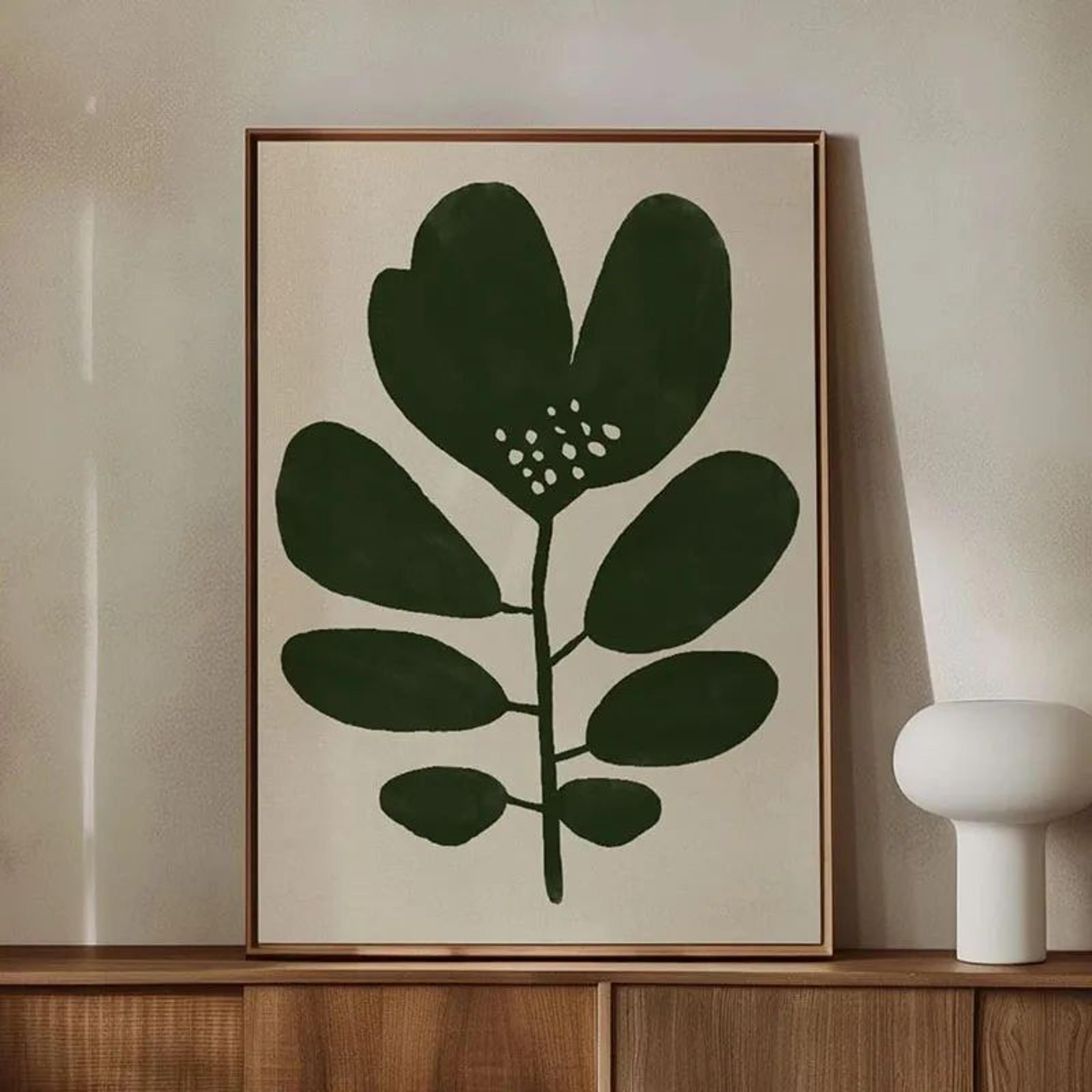 Green Botanical Leaves Canvas Wall Art  Calming Nature Houseplant Print 19