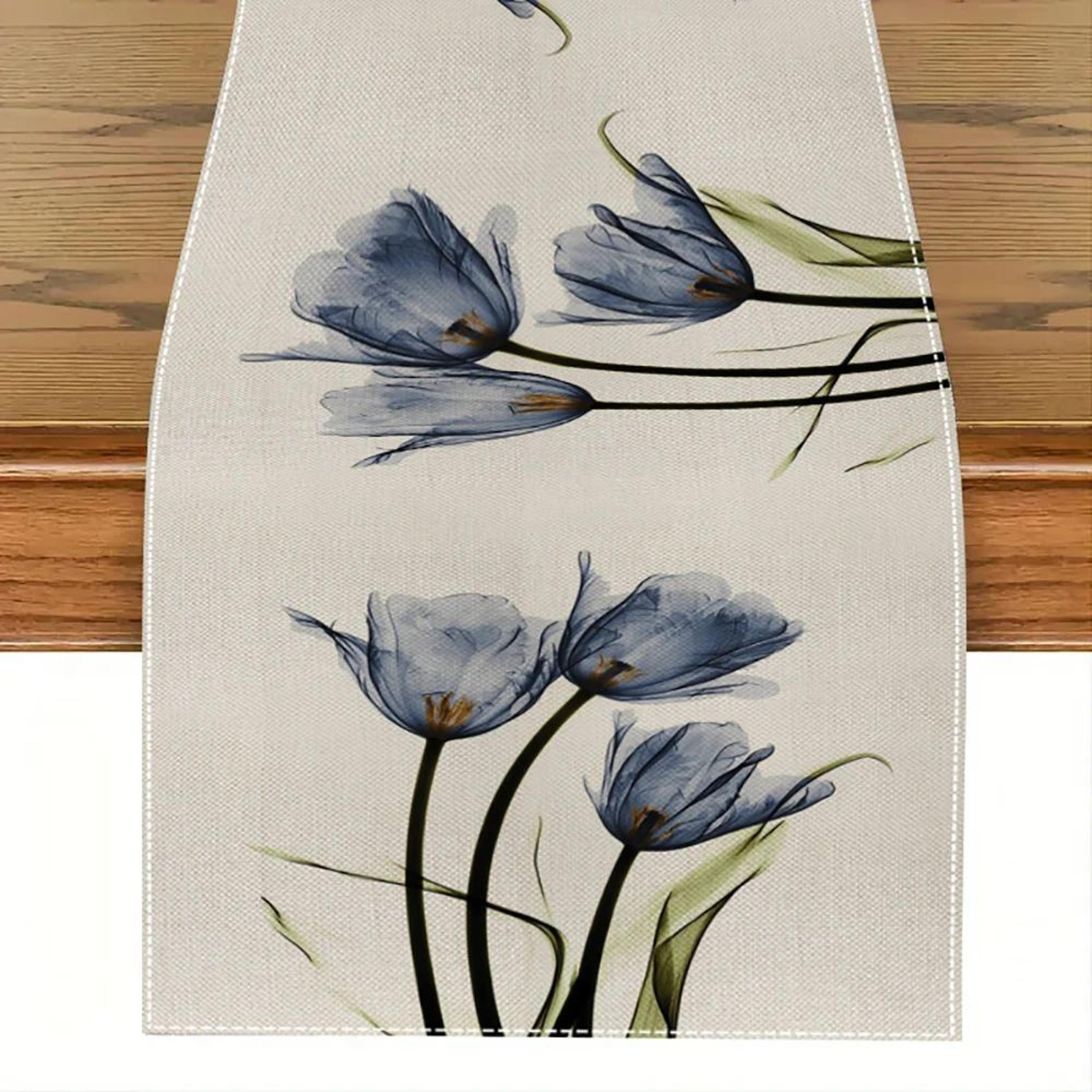 Rustic Tulip Linen Table Runner  100 Linen Farmhouse Dining Table Decor 13x70 In 2