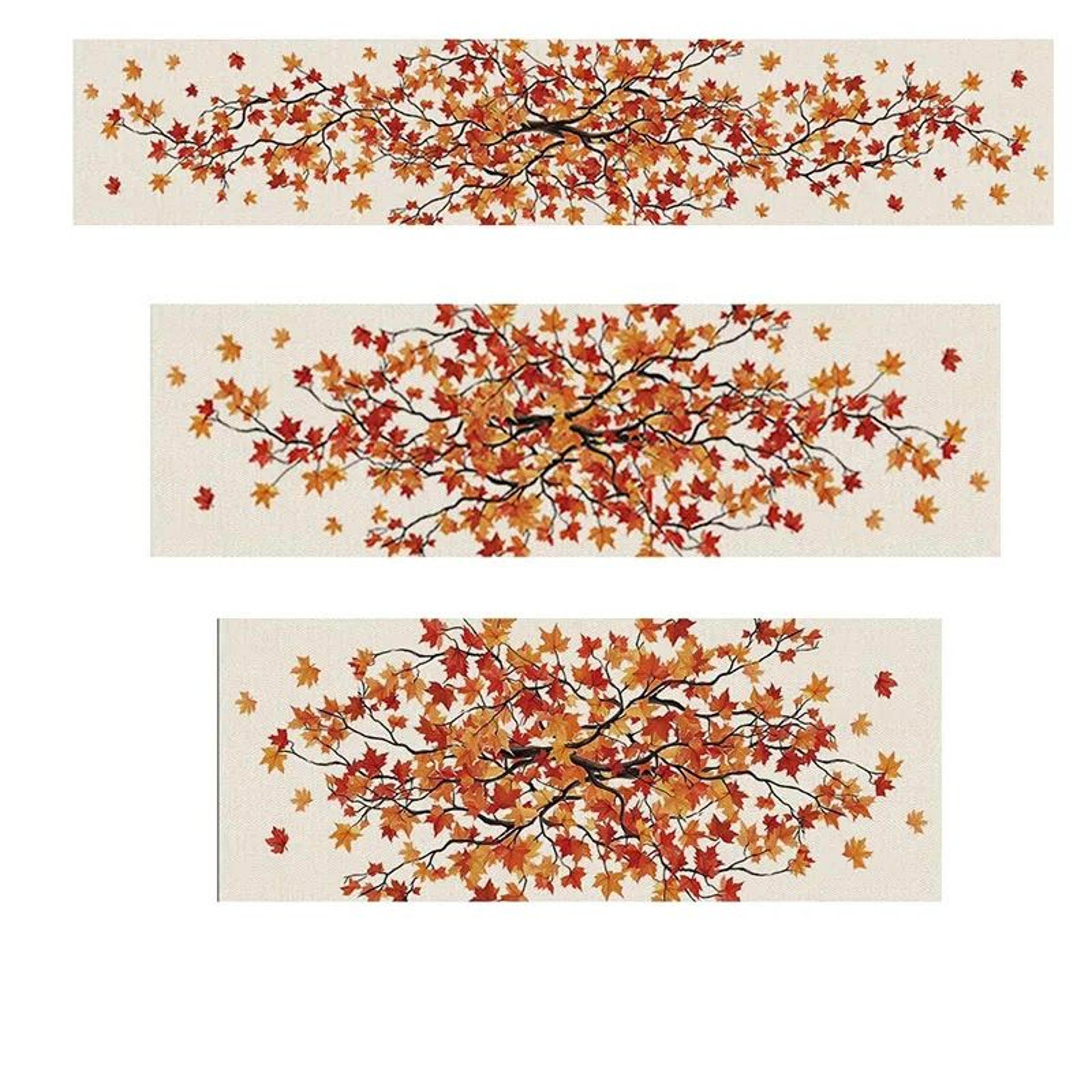 Maple Leaf Burlap Table Runner For Dining Table  Autumn Farmhouse Rustic Table Decor 4