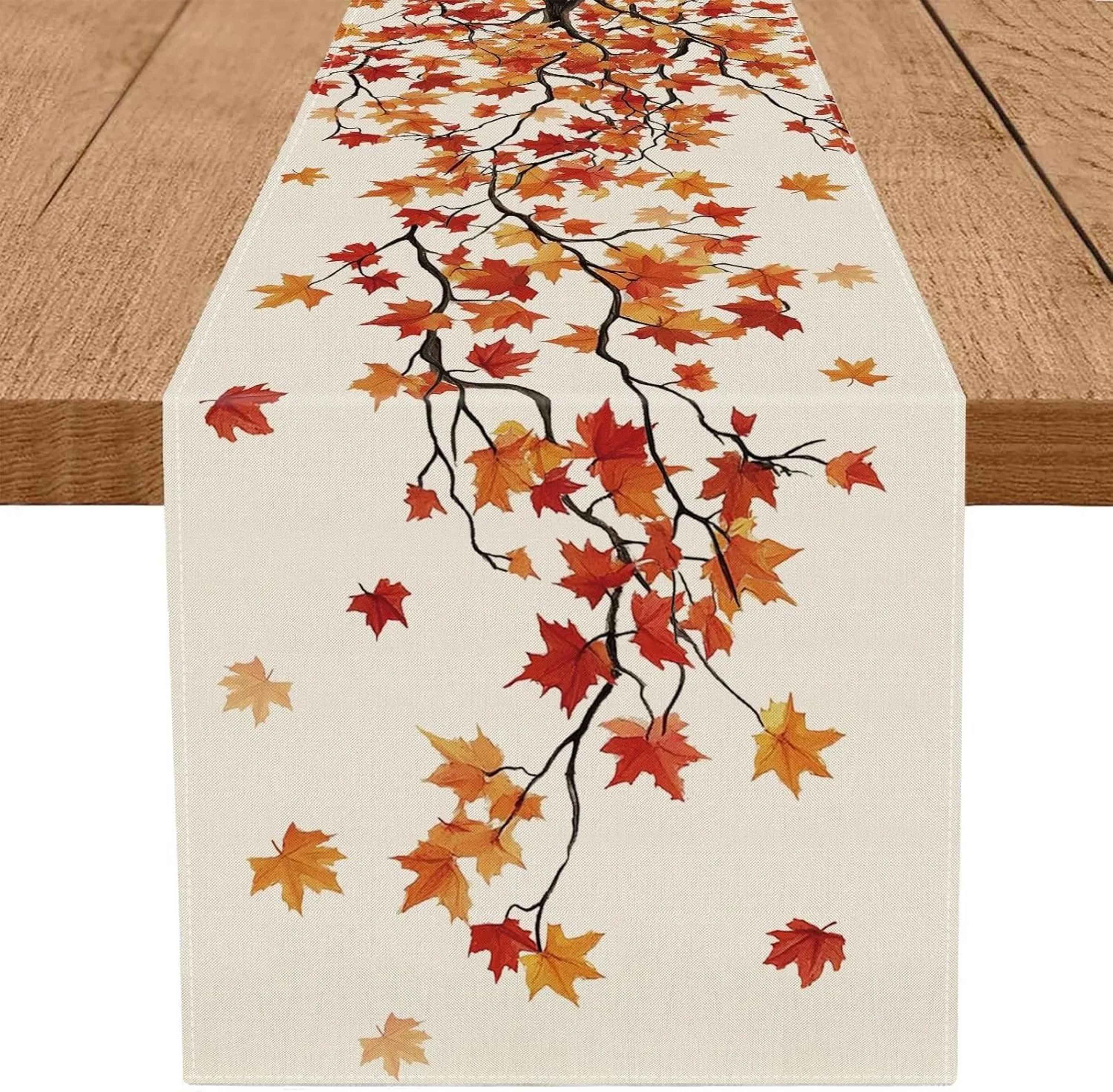 Maple Leaf Burlap Table Runner For Dining Table  Autumn Farmhouse Rustic Table Decor 3