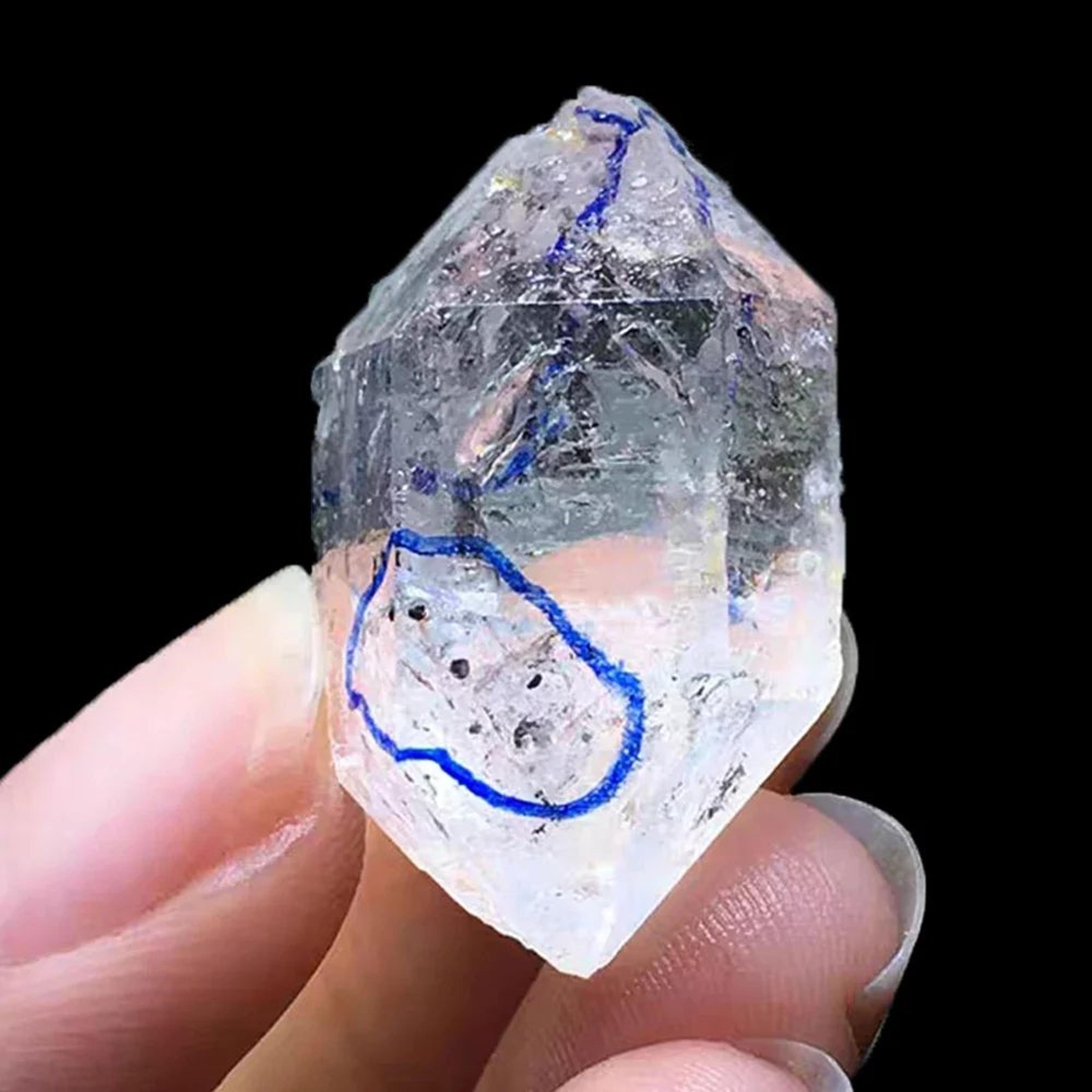 Natural Herkimer Diamond Crystal Specimen  Raw Black Energy Stone For Reiki Healing  Home Decor 7