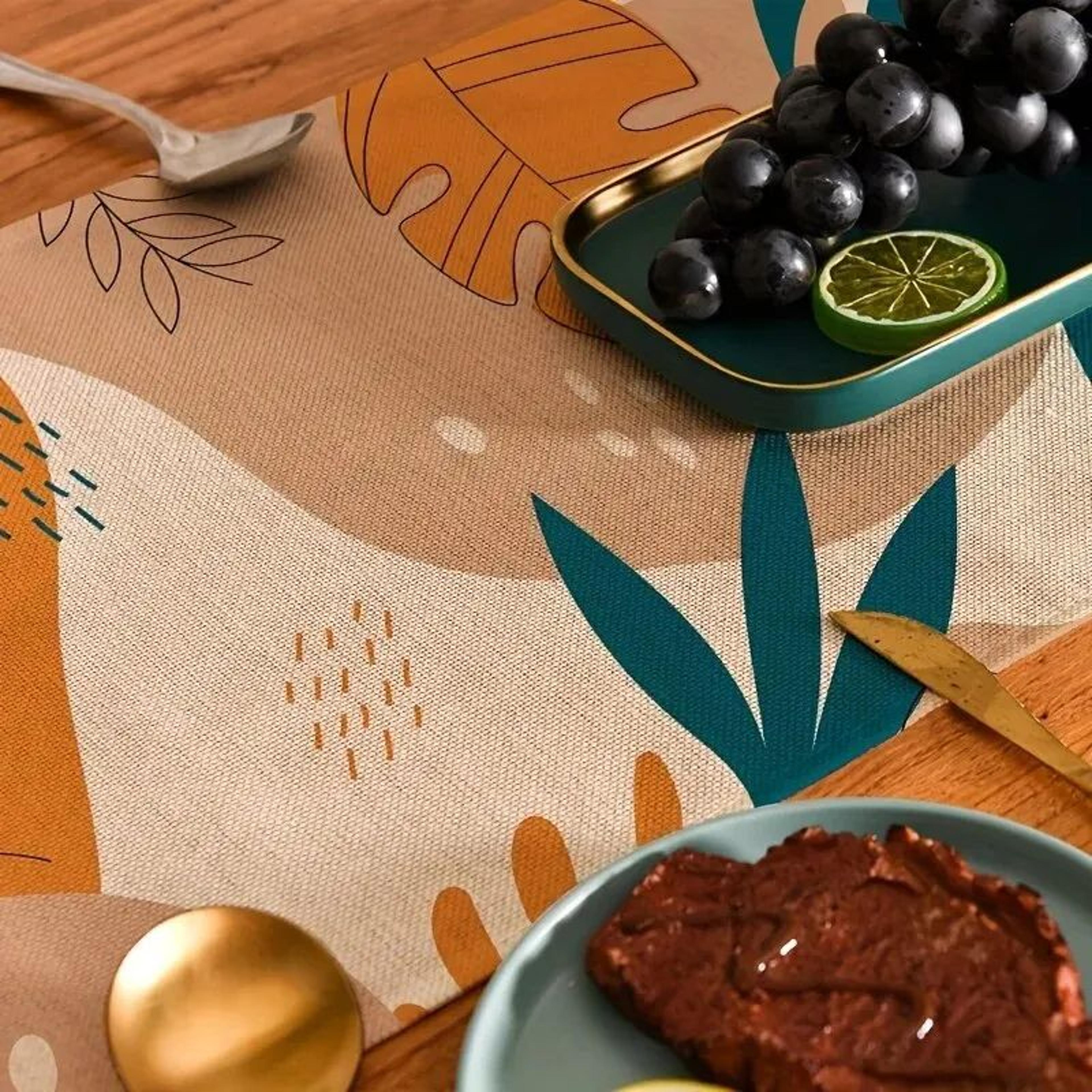 Boho Plant Linen Table Runner For Dining Table  Minimalist Botanical Kitchen Decor 2
