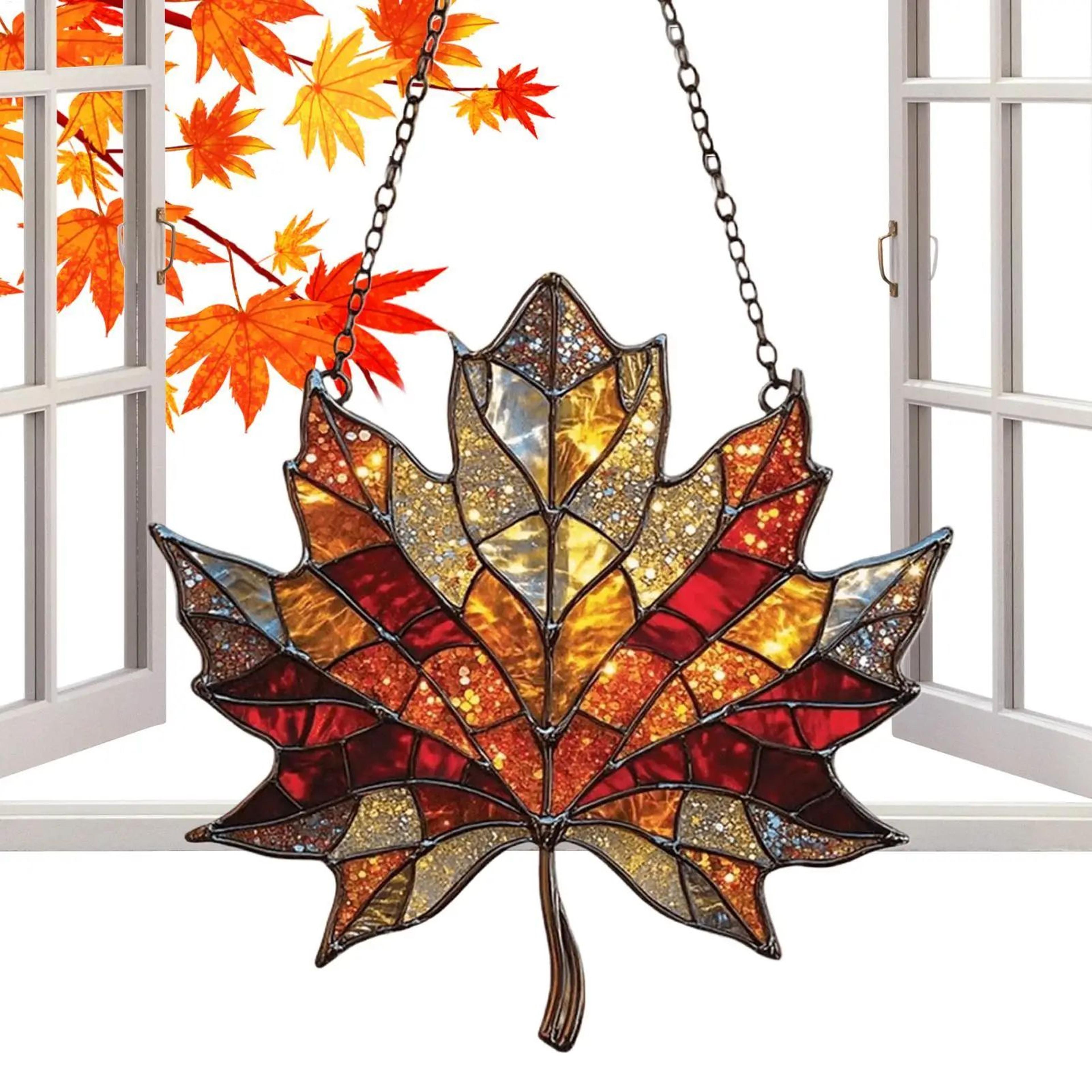 Acrylic Maple Leaf Sun Catcher For Window  Autumn Thanksgiving Hanging Light Decor 2