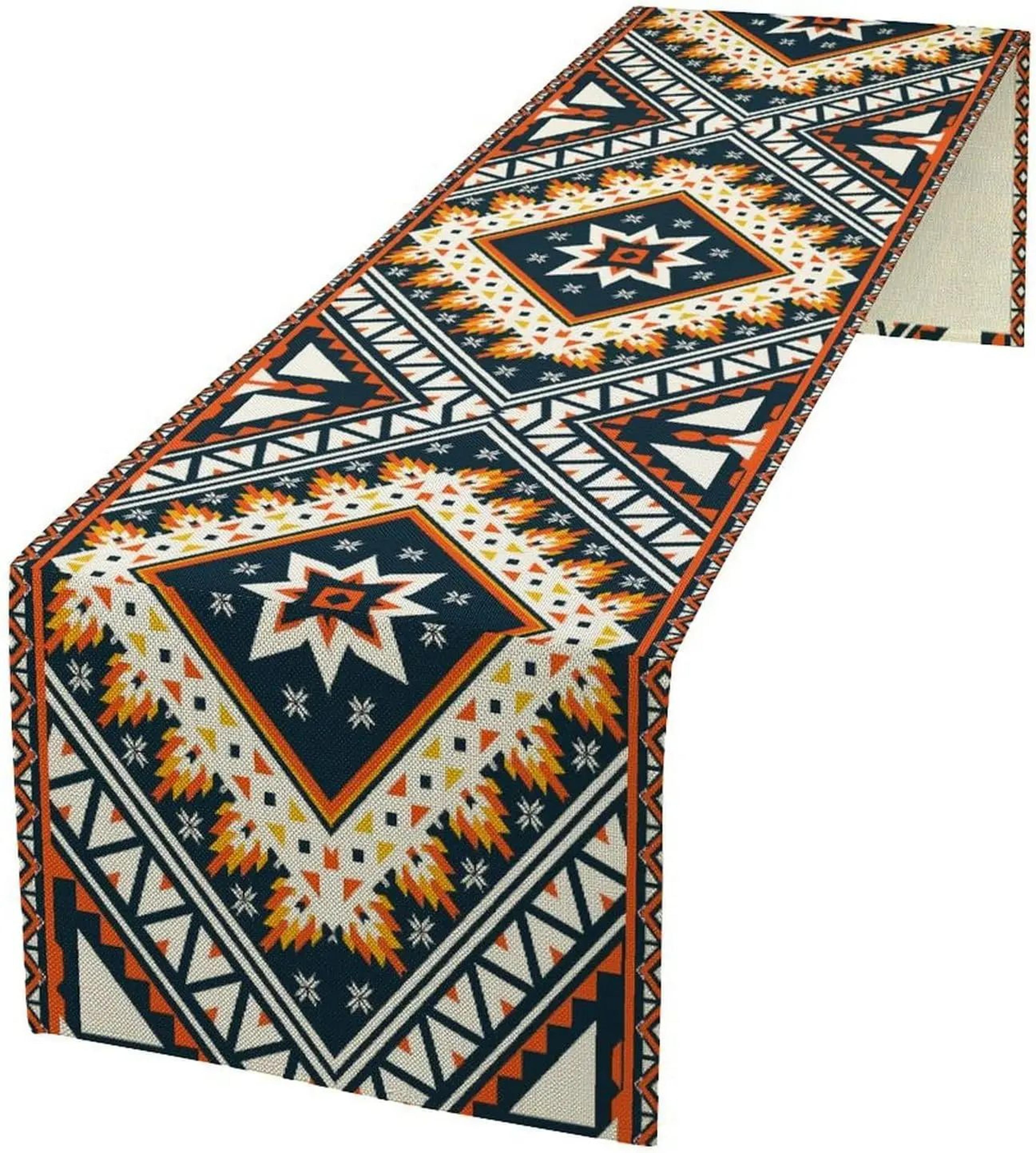 Aztec Tribal Linen Table Runner For Dining Table  Boho Geometric Farmhouse Kitchen Decor 3