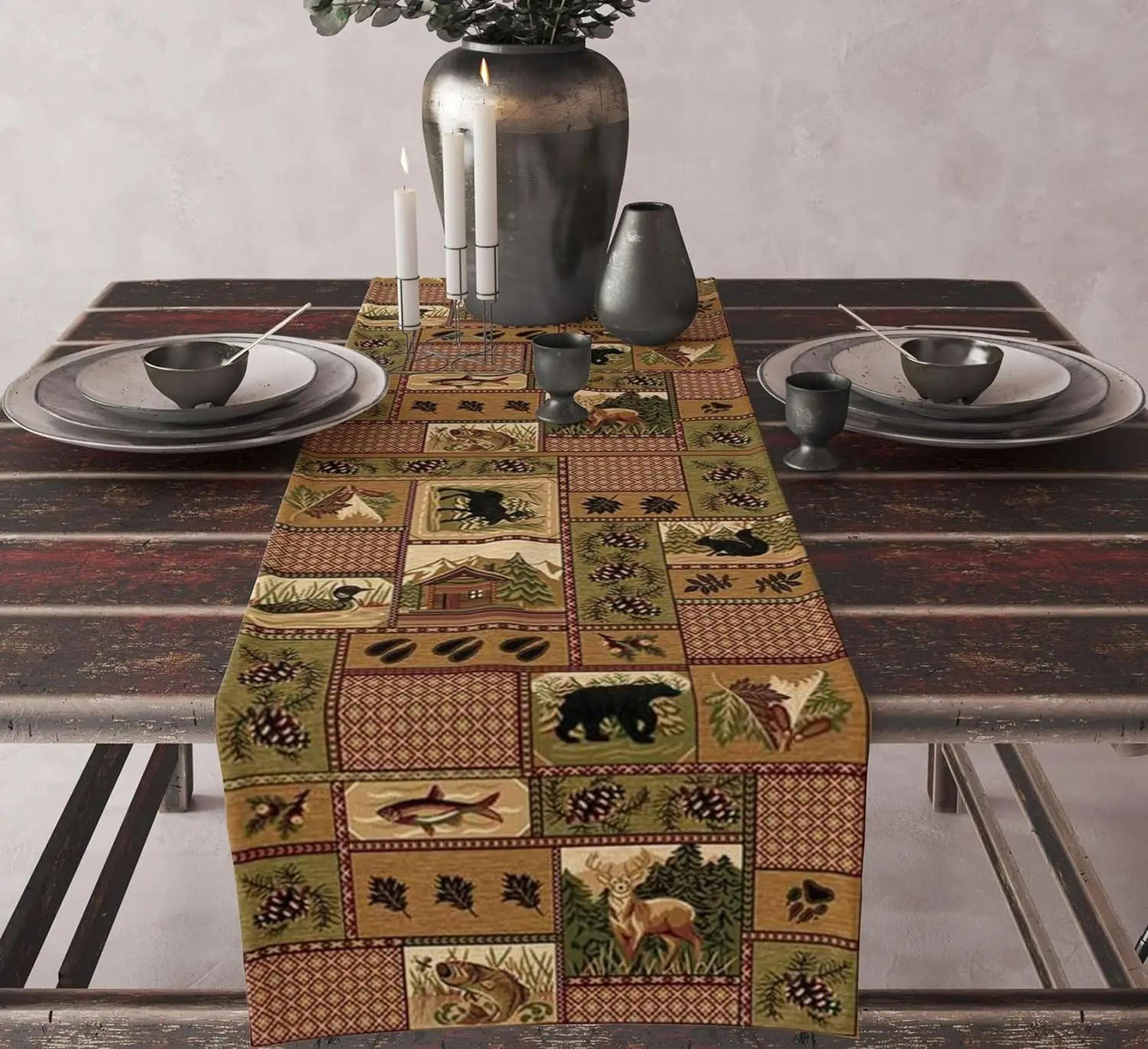 Aztec Tribal Linen Table Runner For Dining Table  Boho Geometric Farmhouse Kitchen Decor 8