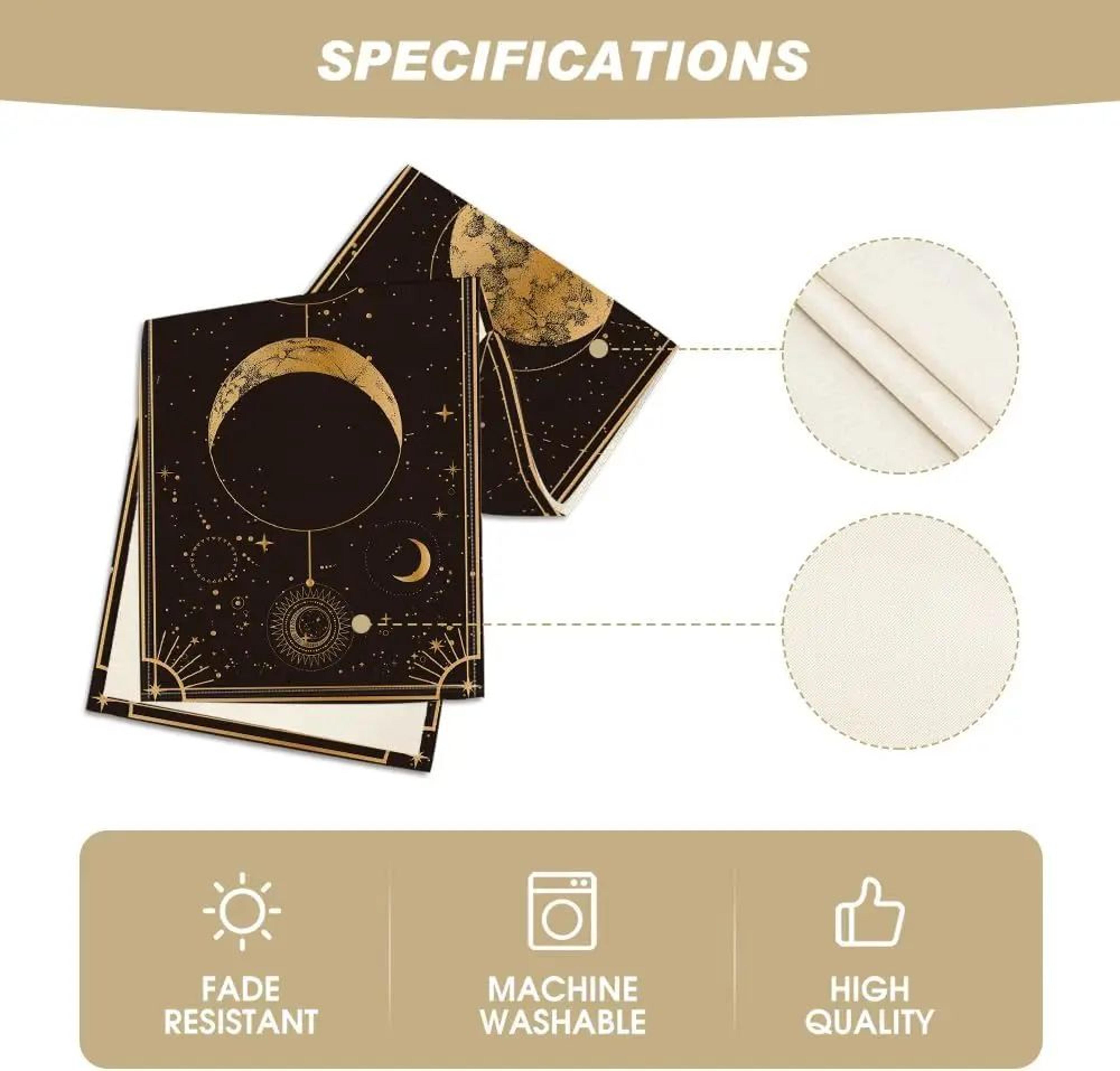 Astrology Moon Linen Table Runner For Dining Table  Mystical Gothic Celestial Decor 4