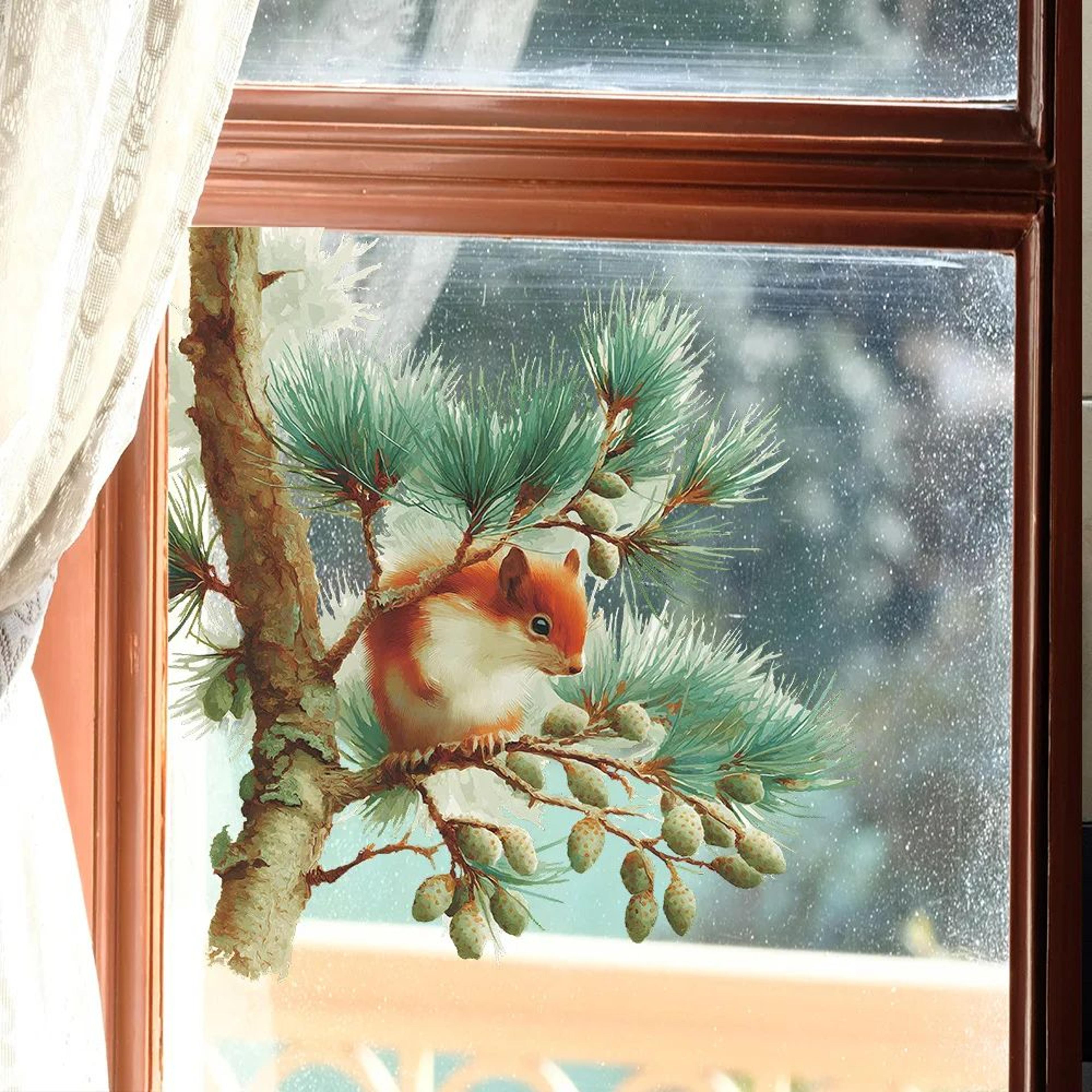 Cute Squirrel Wall Sticker Decal  Forest Animal Window  Bedroom SelfAdhesive Decor 0