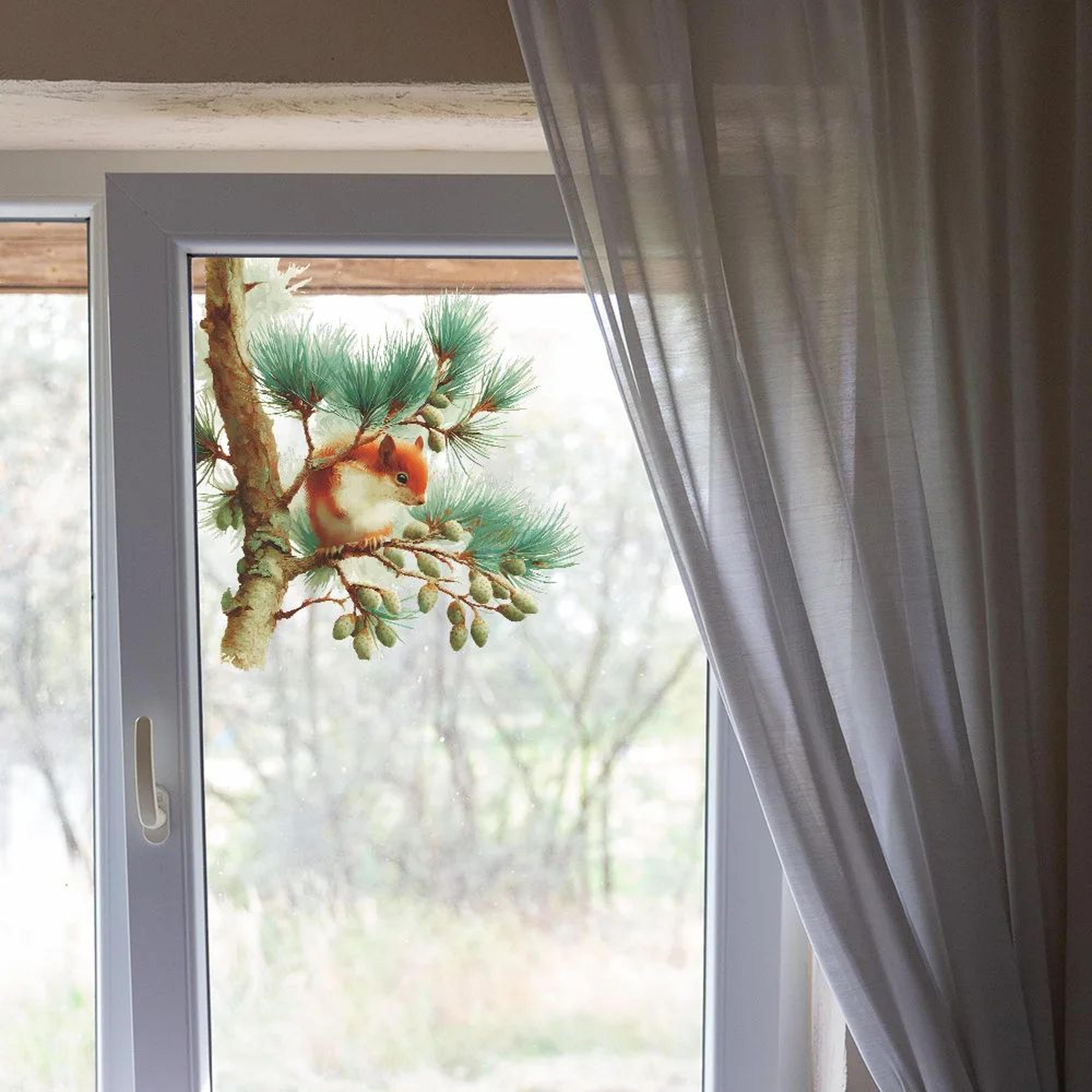 Cute Squirrel Wall Sticker Decal  Forest Animal Window  Bedroom SelfAdhesive Decor 1