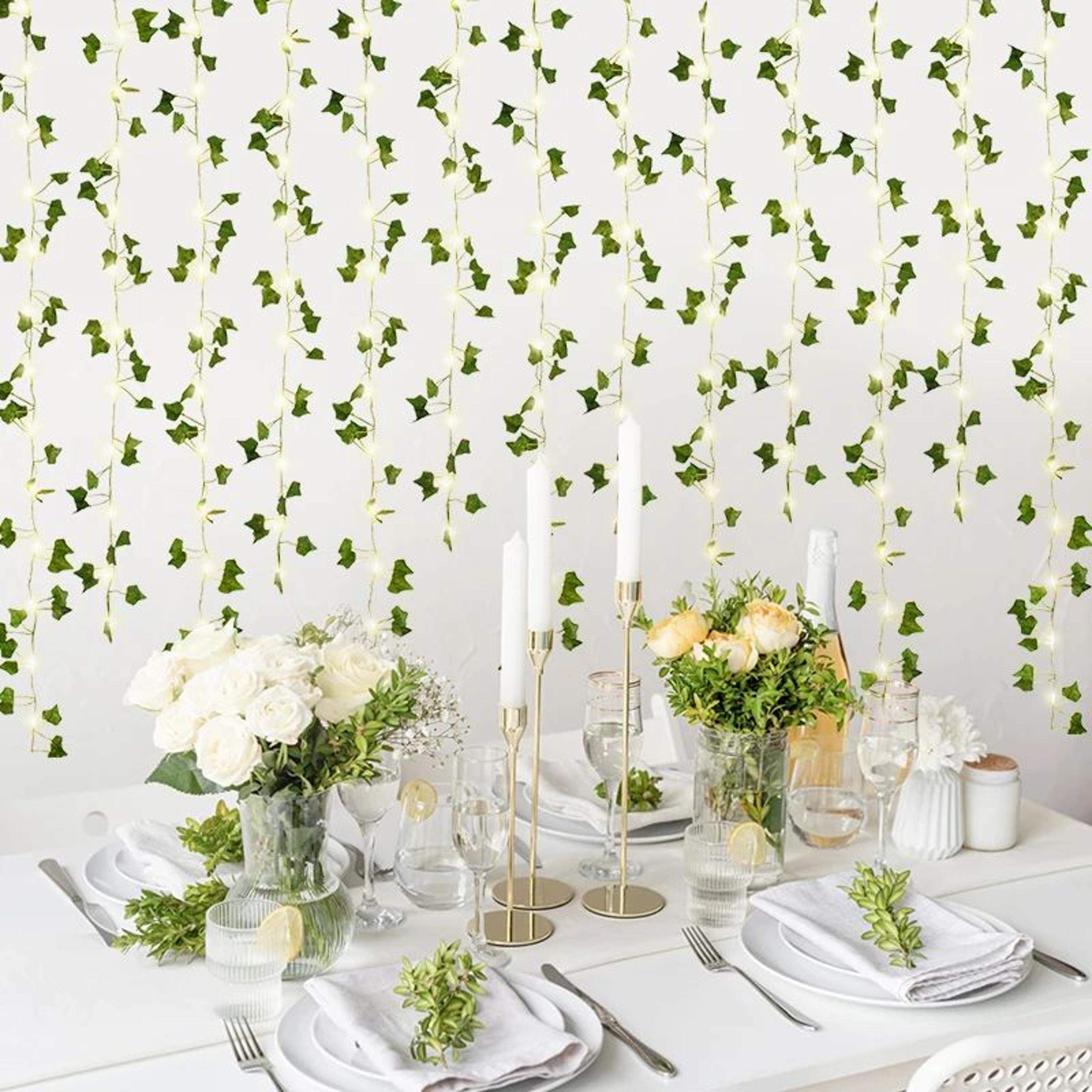 LED Ivy Vine String Lights  Artificial Green Leaf Garland For Bedroom Wedding  Home Decor 2