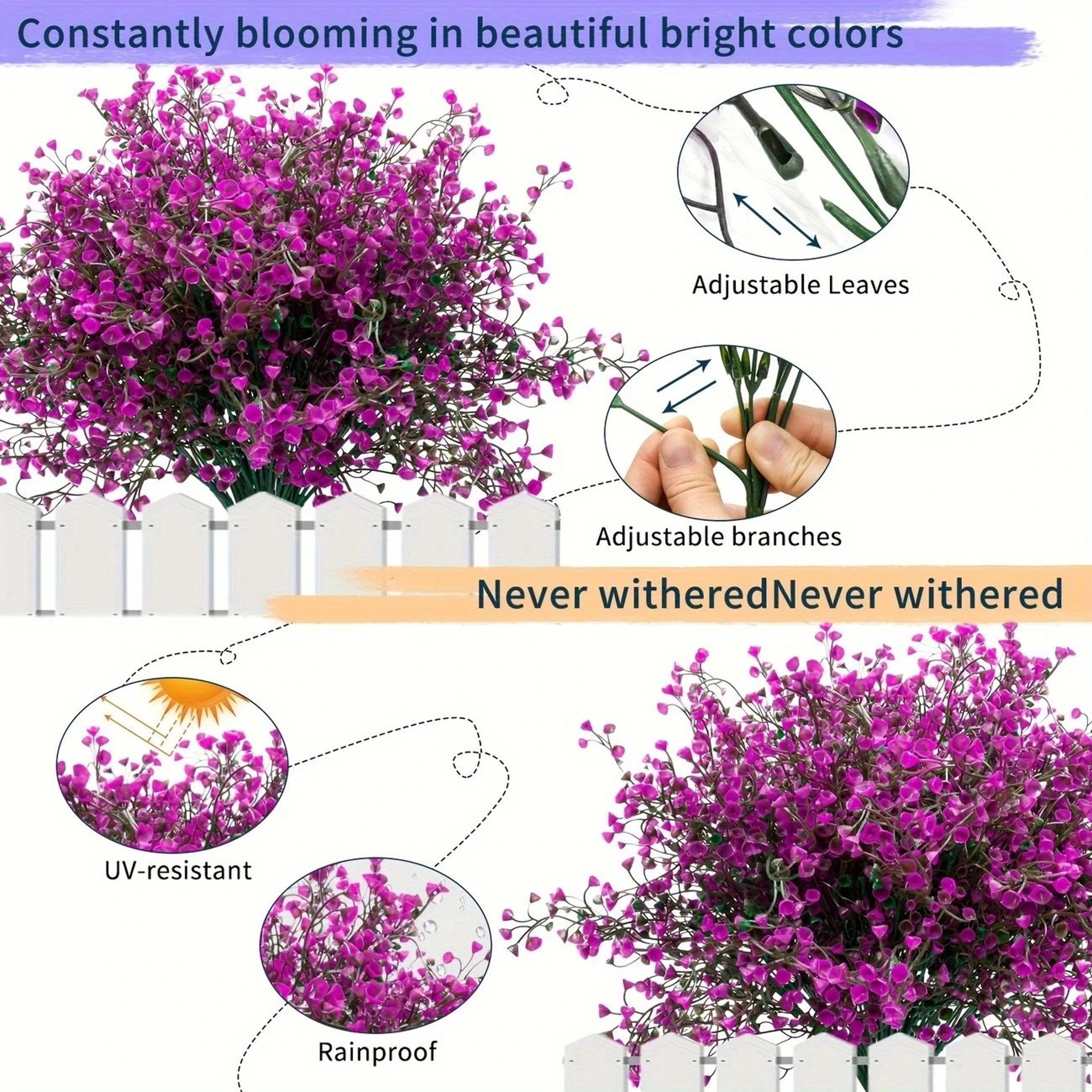 12 Bundles UVResistant Artificial Outdoor Flowers  Realistic Plastic Shrubs For Garden Patio  Windo 3
