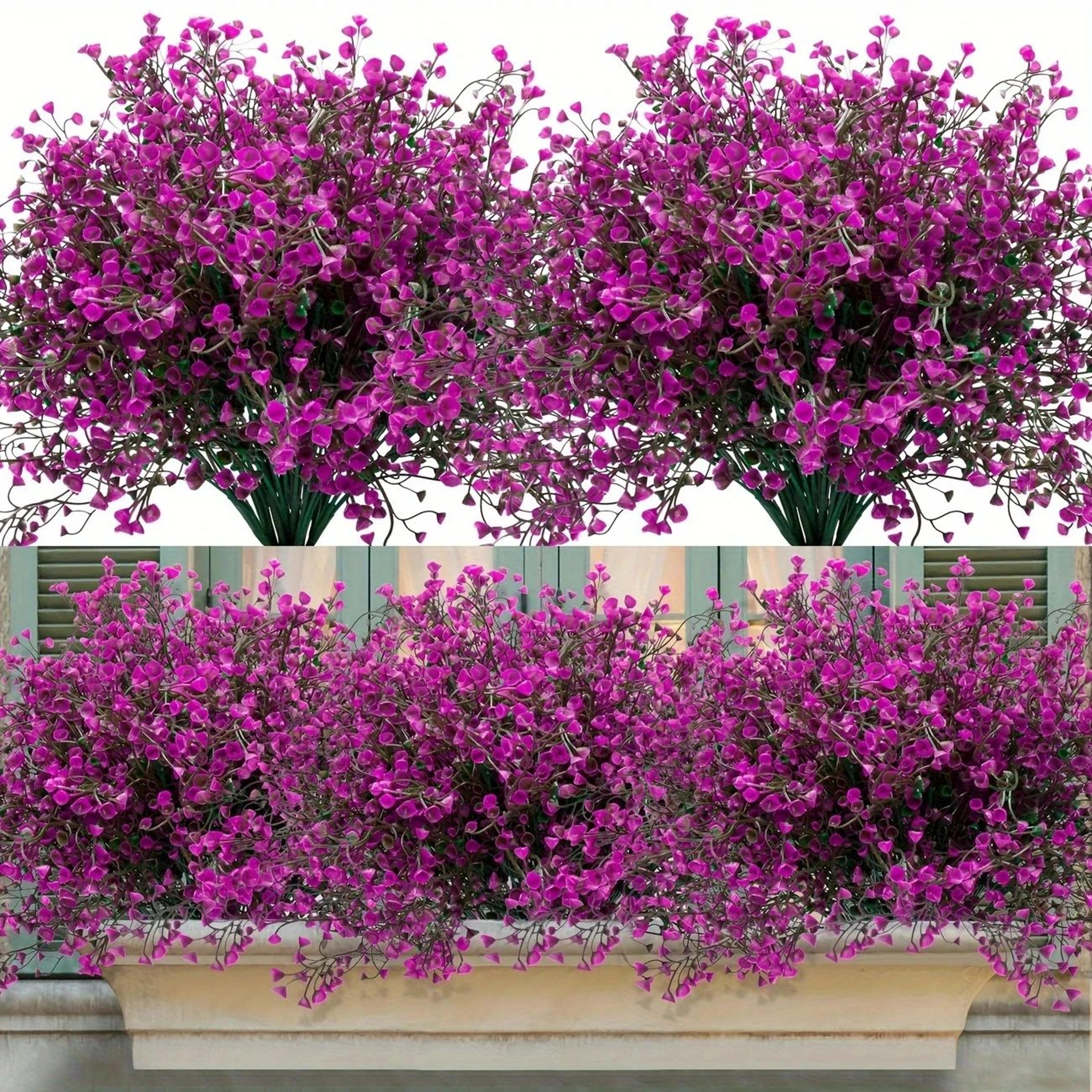 12 Bundles UVResistant Artificial Outdoor Flowers  Realistic Plastic Shrubs For Garden Patio  Windo 4