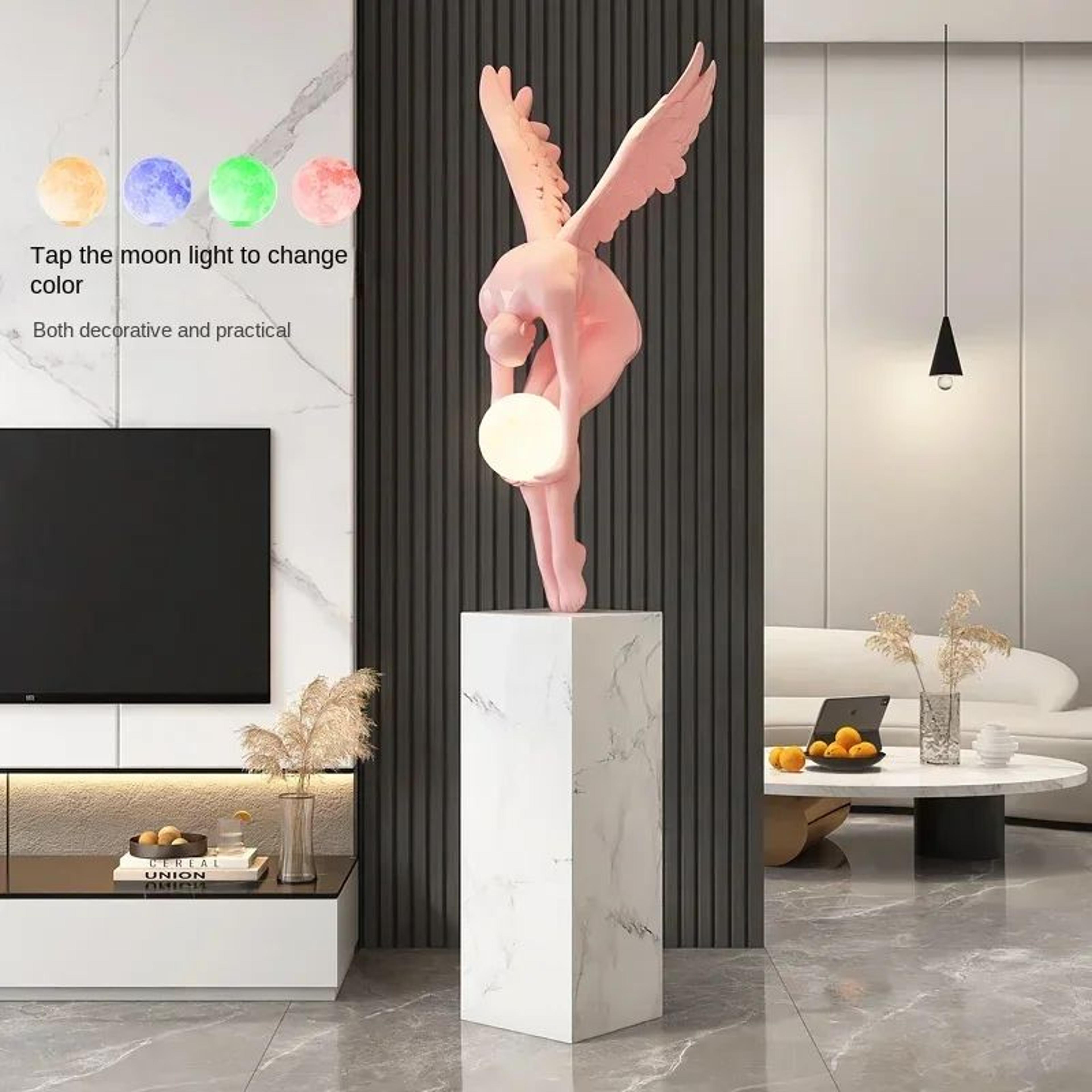 Luminous Wing Sculpture  Nordic Resin Angel Figure Modern Living Room Decor Statue 5