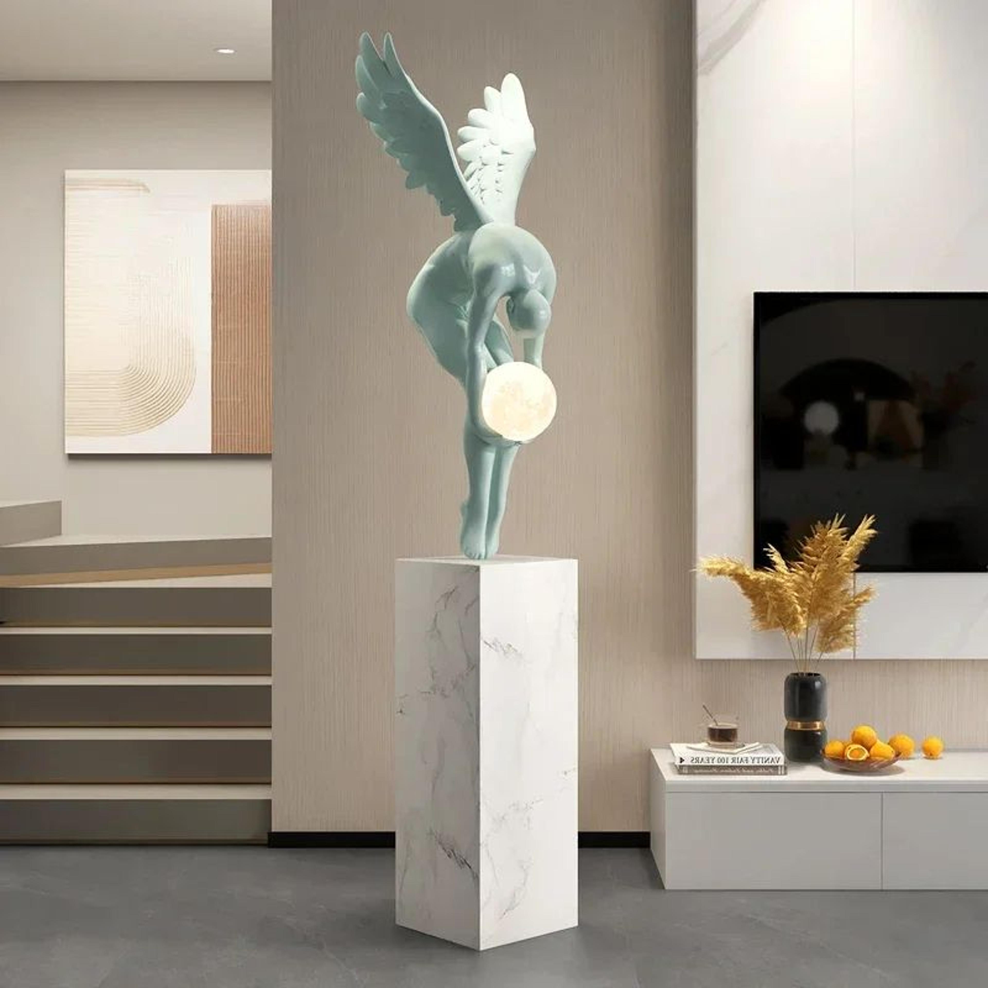 Luminous Wing Sculpture  Nordic Resin Angel Figure Modern Living Room Decor Statue 1