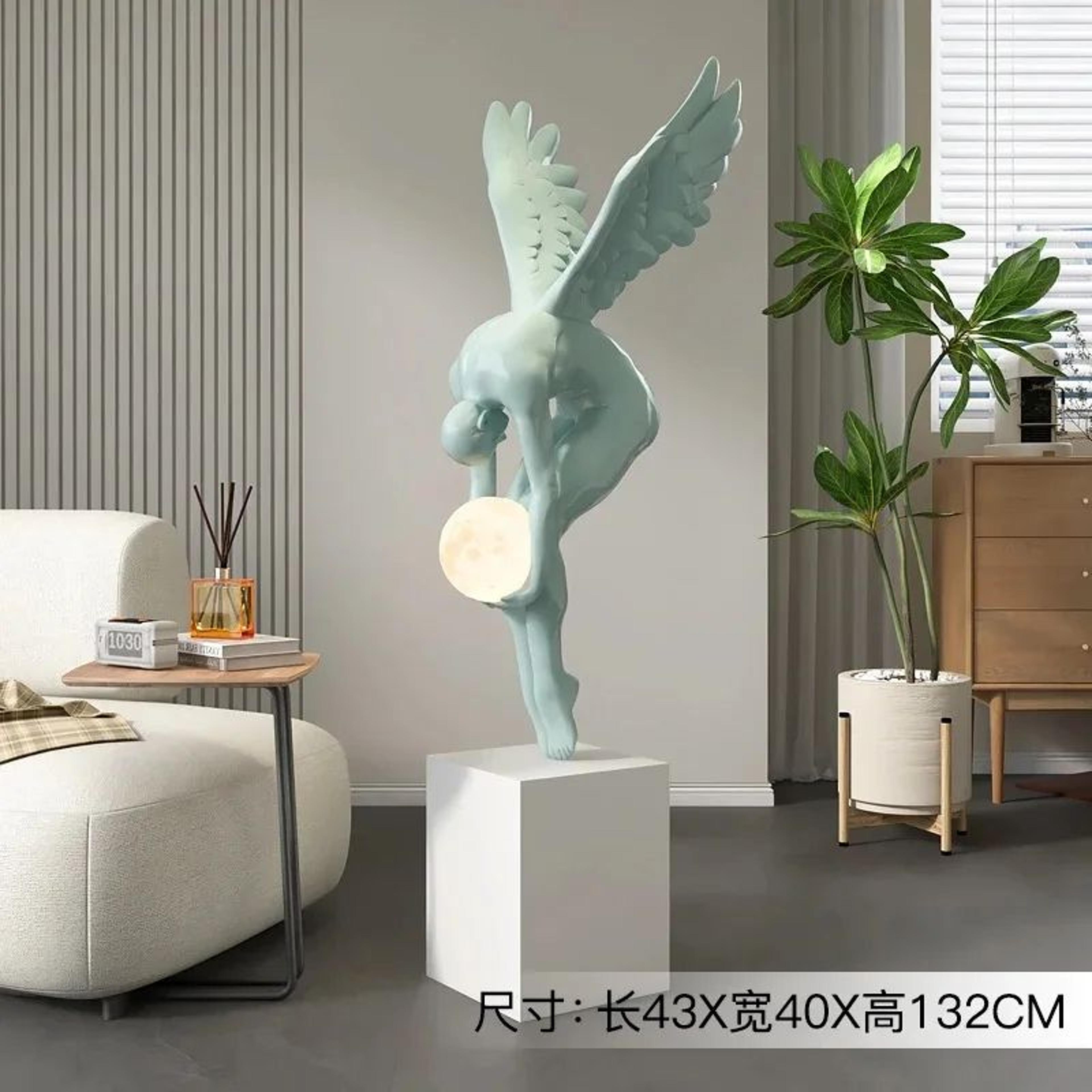 Luminous Wing Sculpture  Nordic Resin Angel Figure Modern Living Room Decor Statue 9