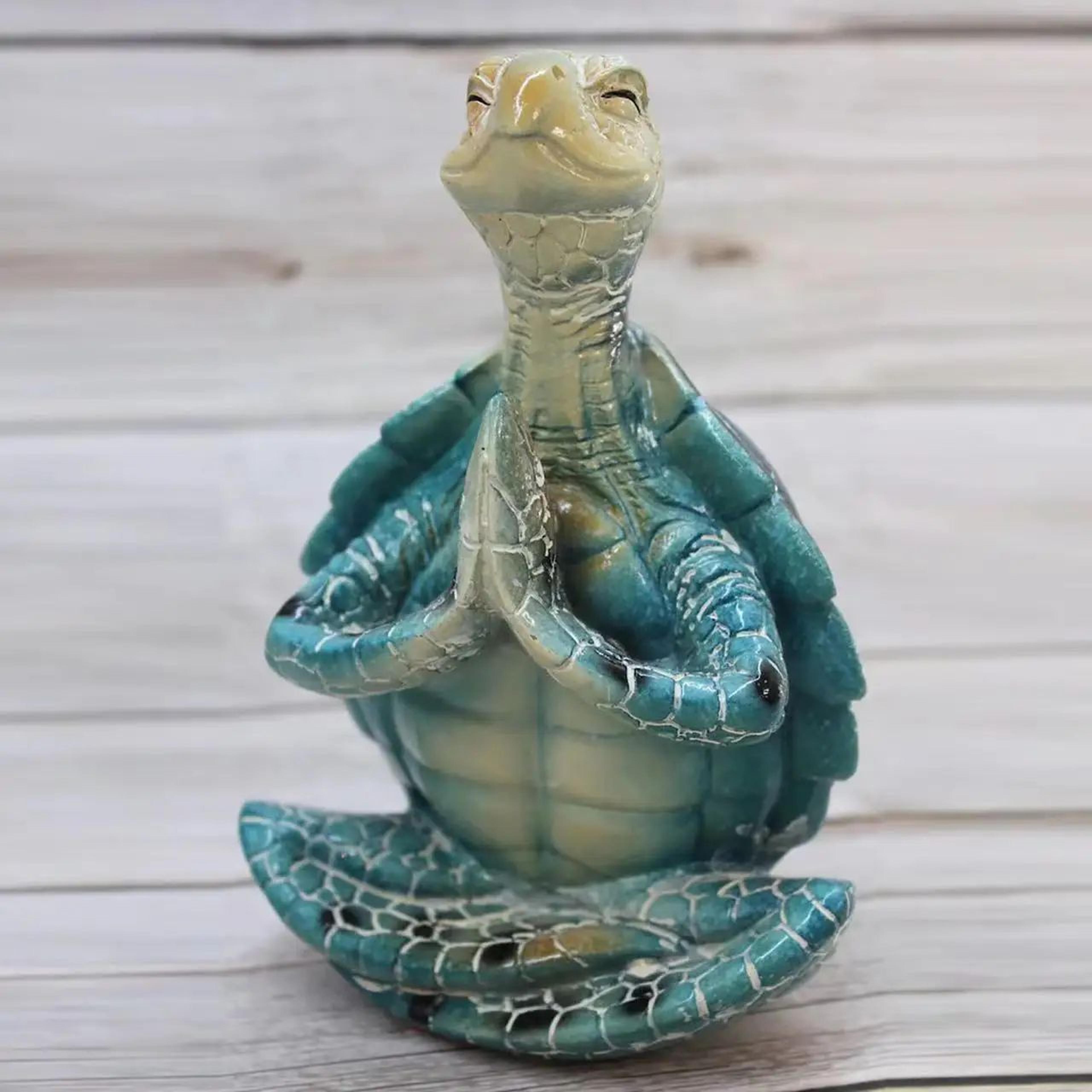 zen meditation turtle resin statue – peaceful garden & home decor sculpture for turtle lovers