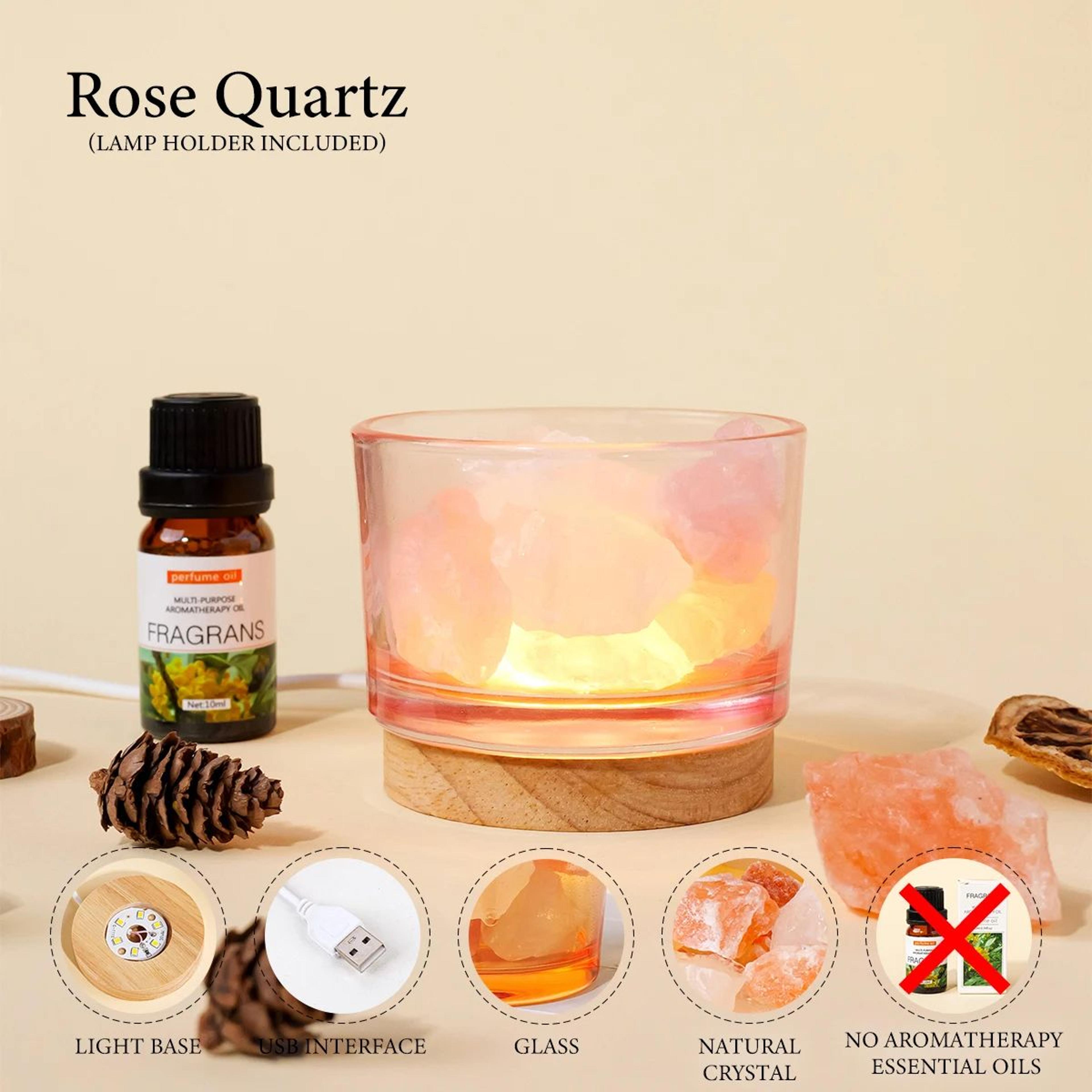 Natural Rose Quartz Crystal Lamp  Aromatherapy Mineral Stone Decor For Relaxing Home Ambiance 6