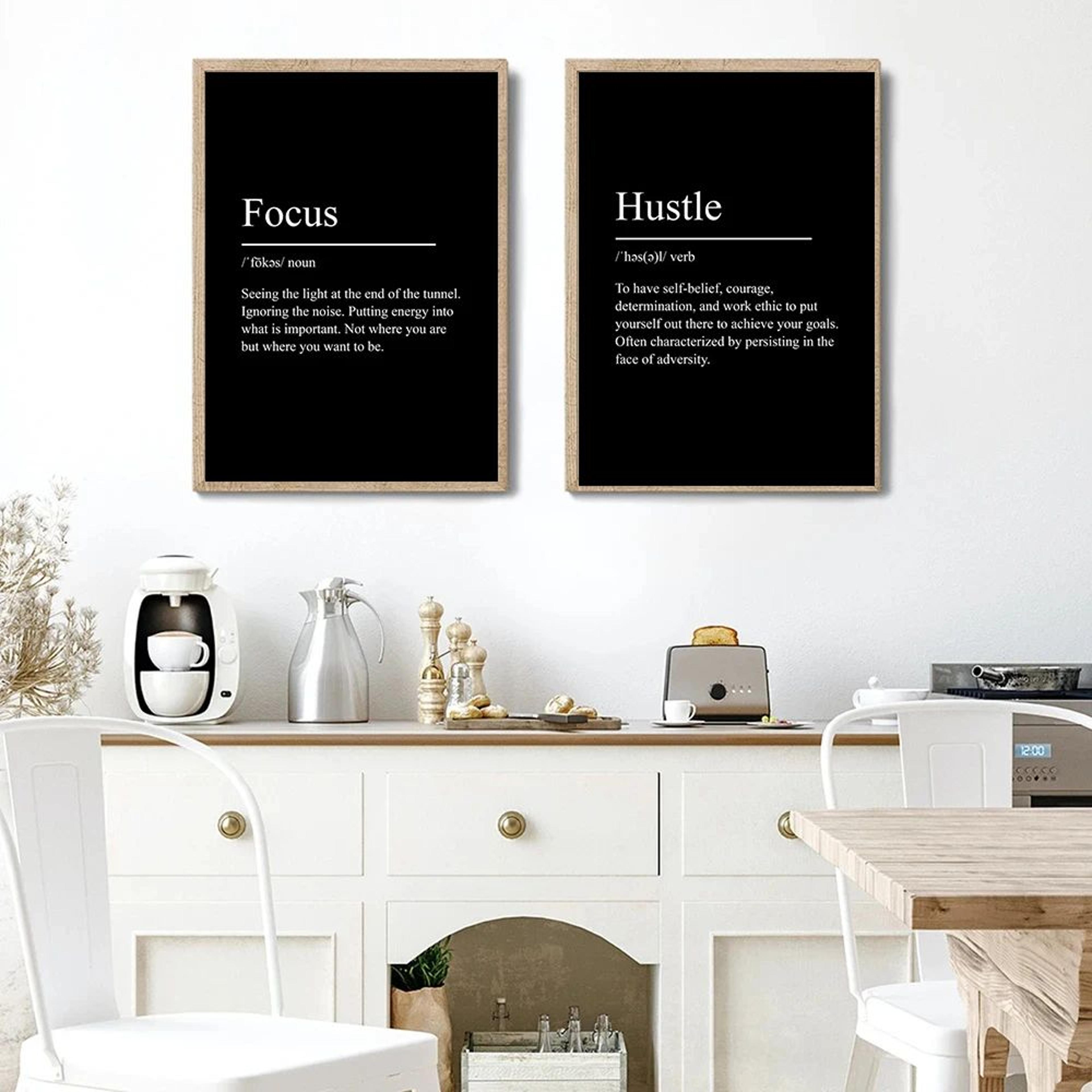 Minimalist Inspirational Text Canvas Poster  Success Focus Discipline Wall Art Motivational Decor 1