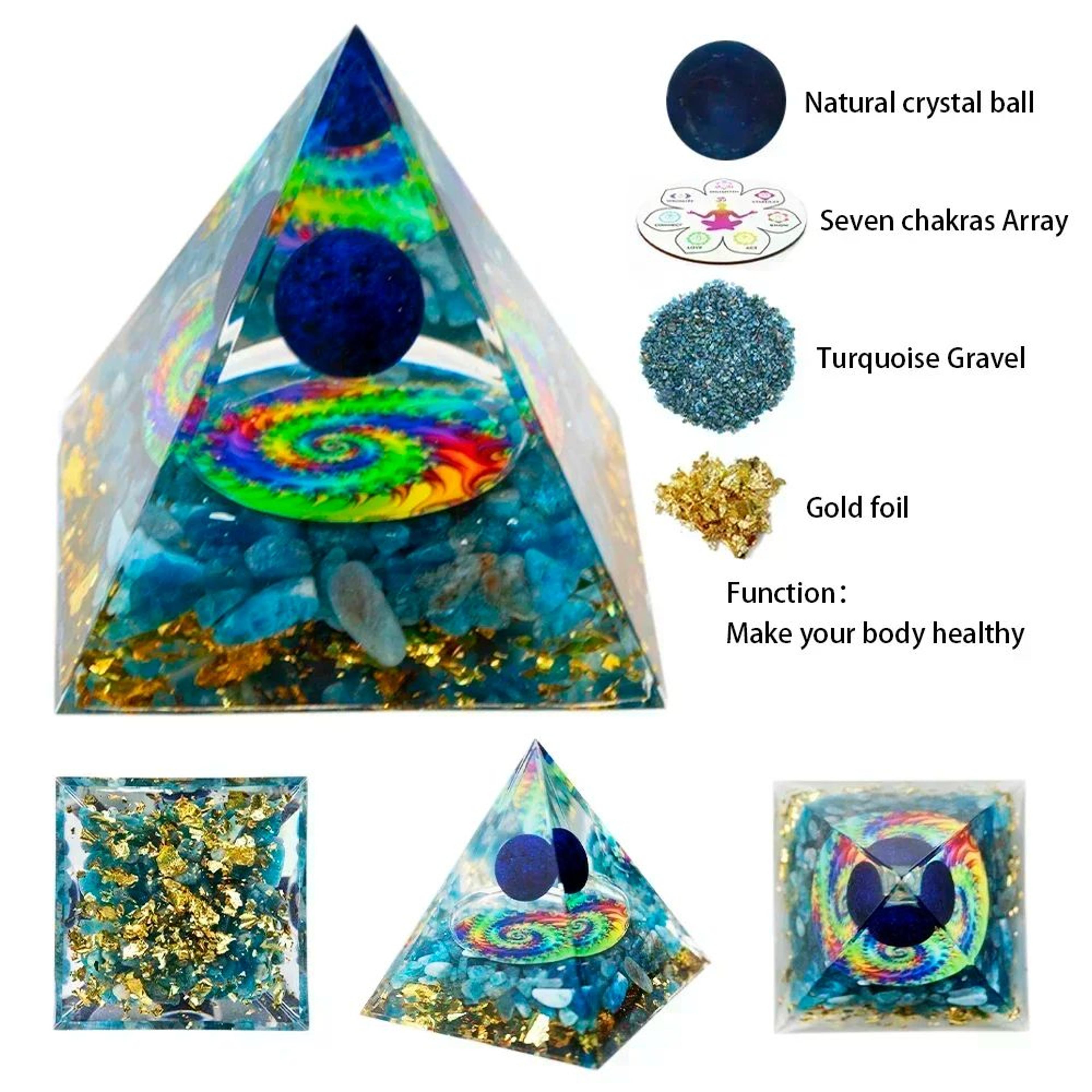 Natural Crystal Energy Pyramid  2in Reiki Healing Chakra Resin Pyramid For Spiritual Decor 11