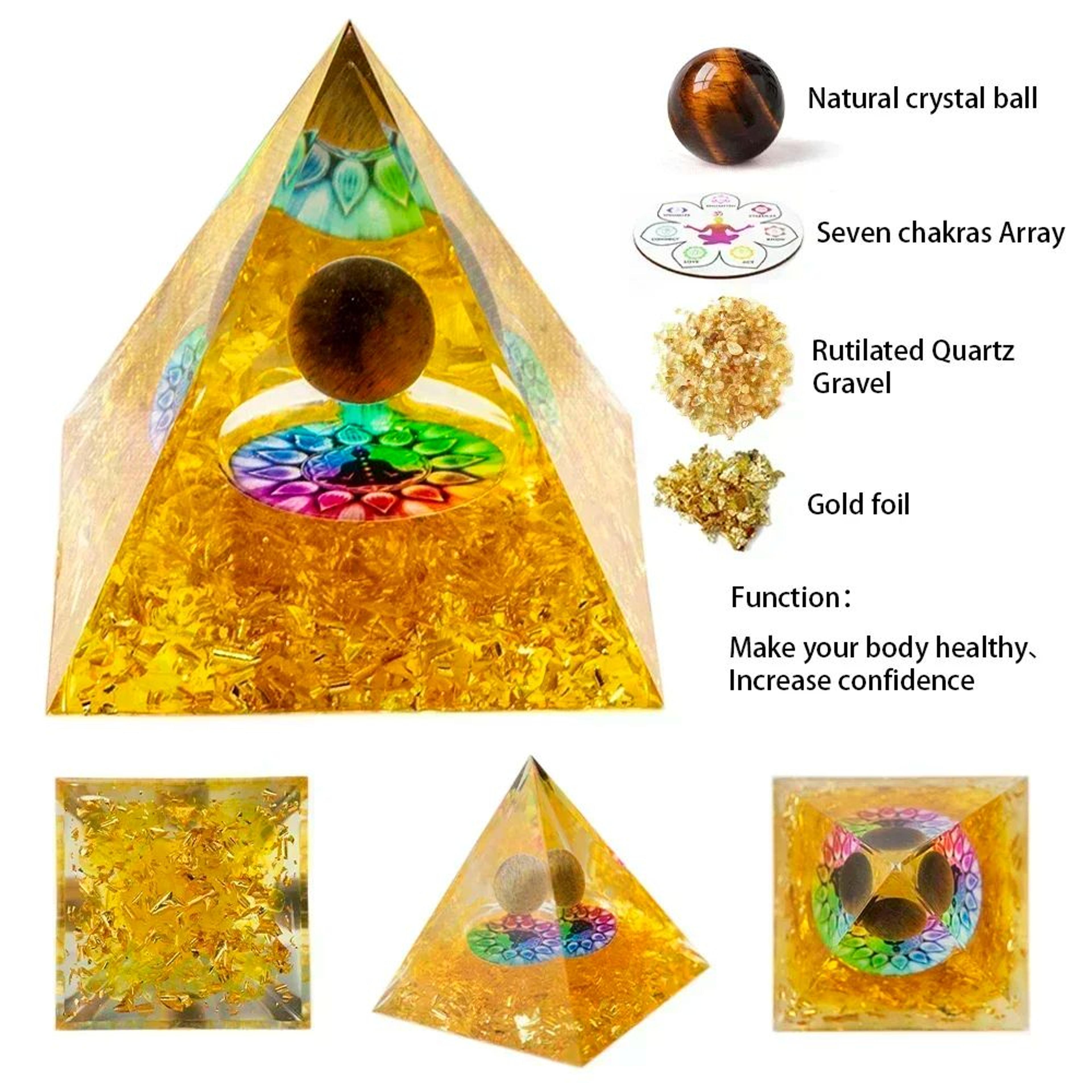 Natural Crystal Energy Pyramid  2in Reiki Healing Chakra Resin Pyramid For Spiritual Decor 12