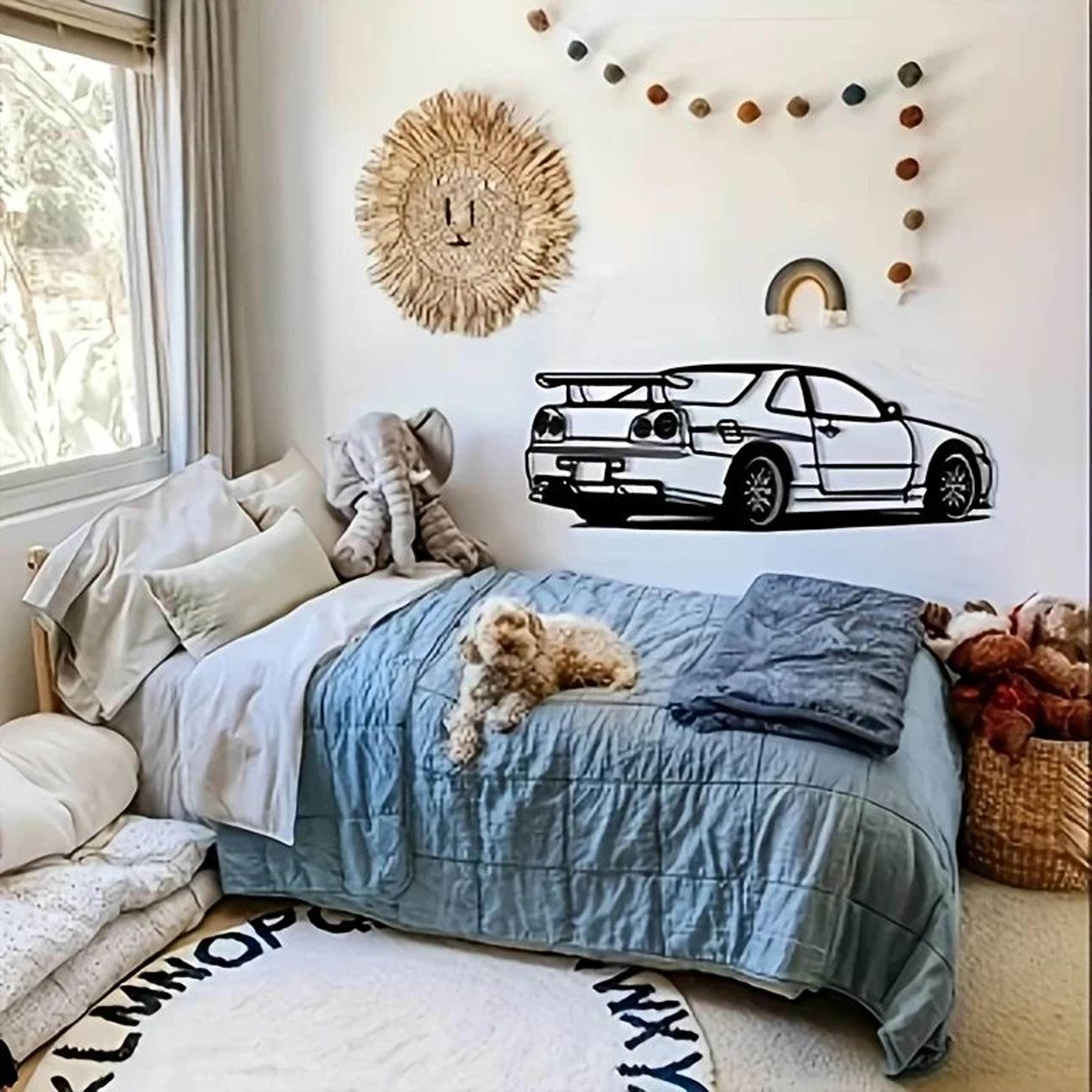 R Model Car Metal Wall Art  Modern Automotive Wall Decor For Home Office  Kids Room 1