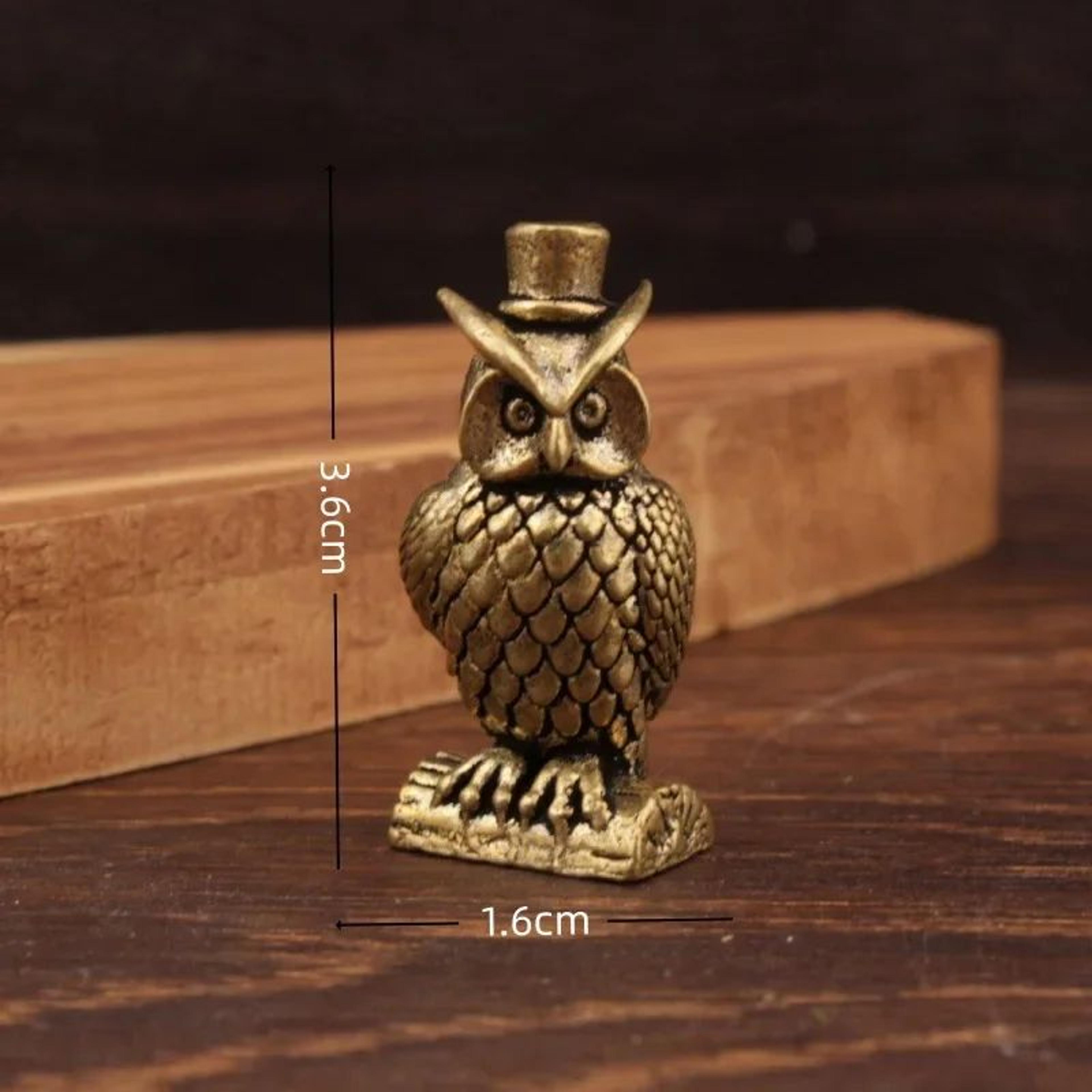 Handmade Brass Owl Ornament  Vintage Boho Desk Figurine For Home  Luxury Decor 4