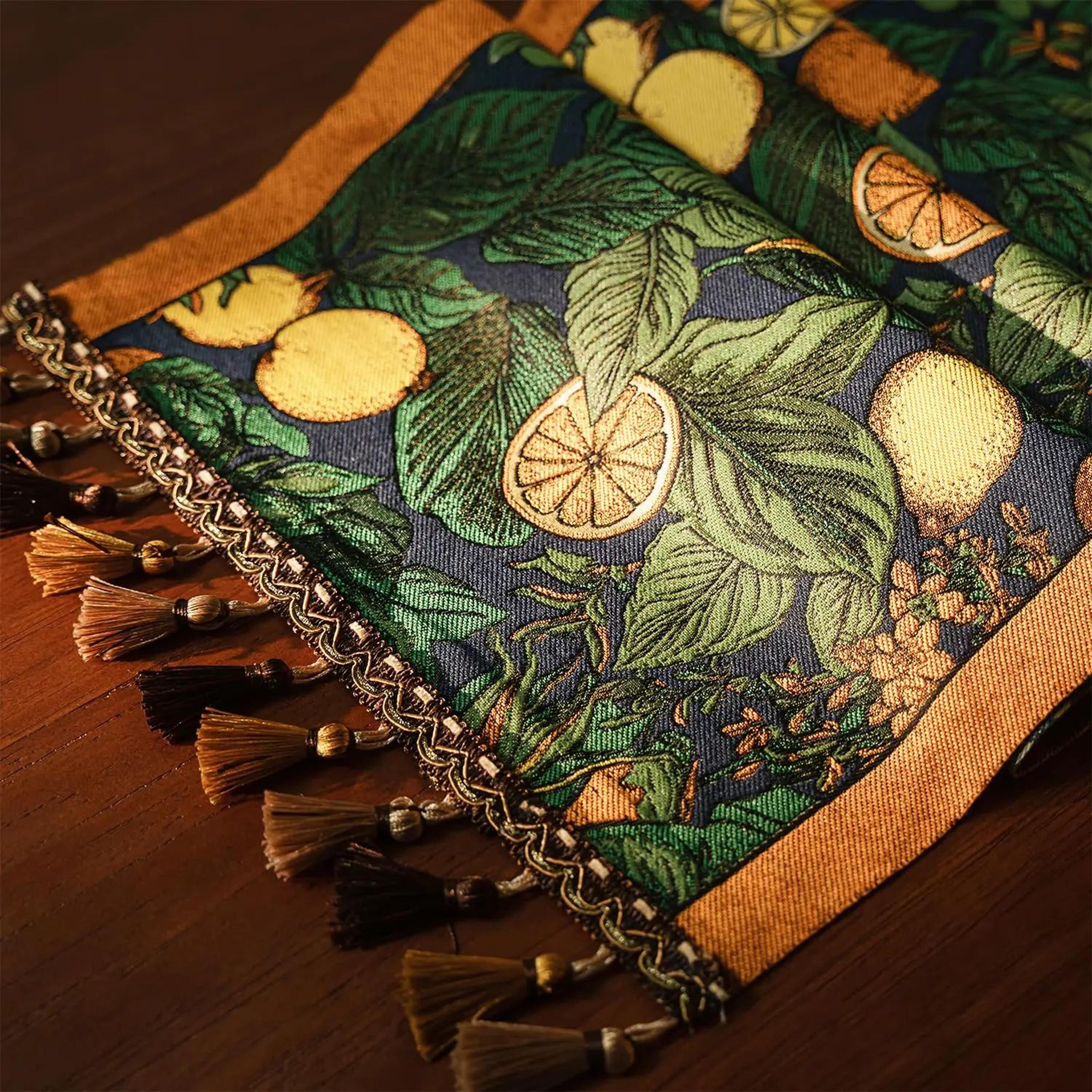 Farmhouse Lemon Floral Table Runner  Colorful Linen Blend Kitchen  Dining Table Decor 5