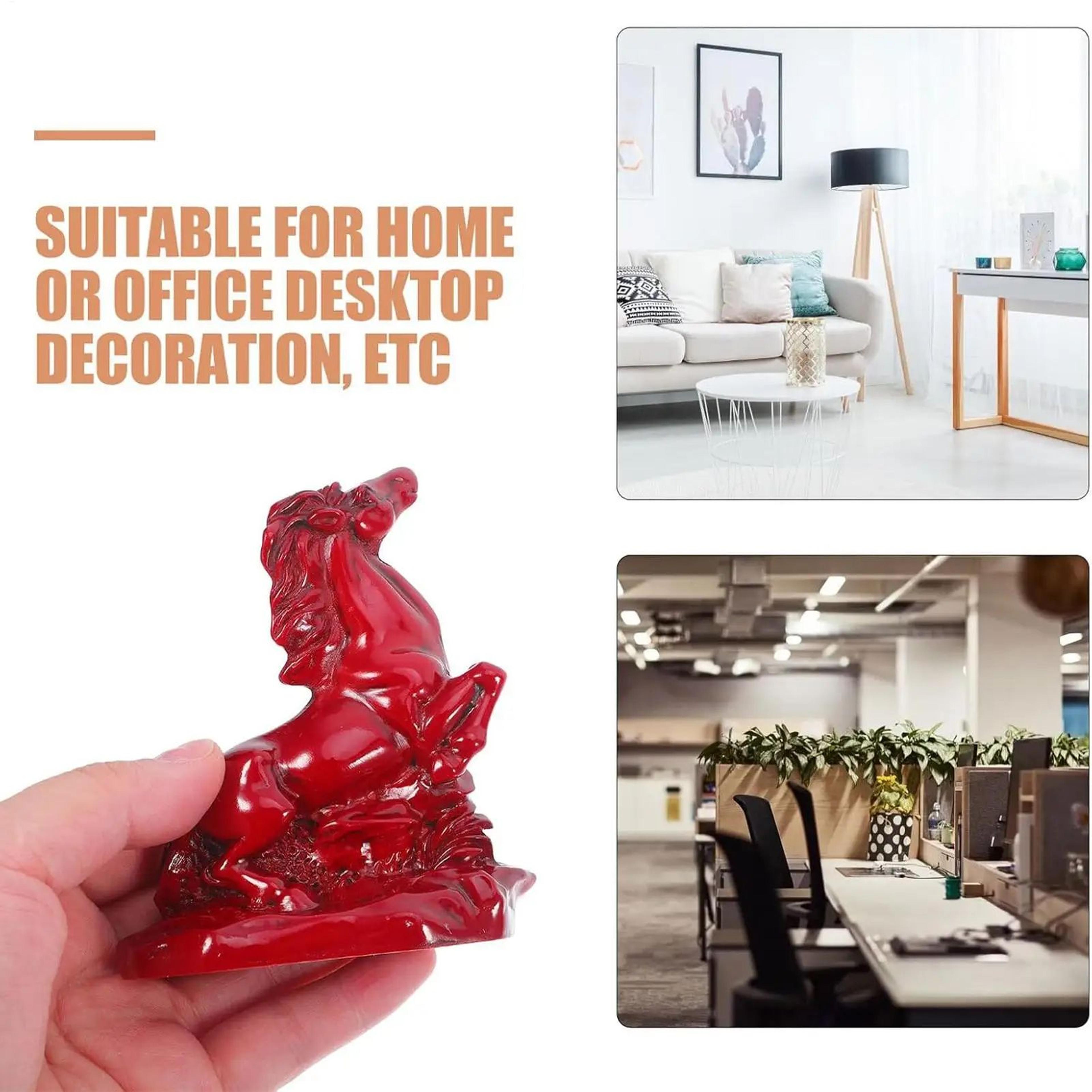 Red Feng Shui Horse Statue  Success  Wealth Resin Figurine For Office Desk Home  Car Decor 4