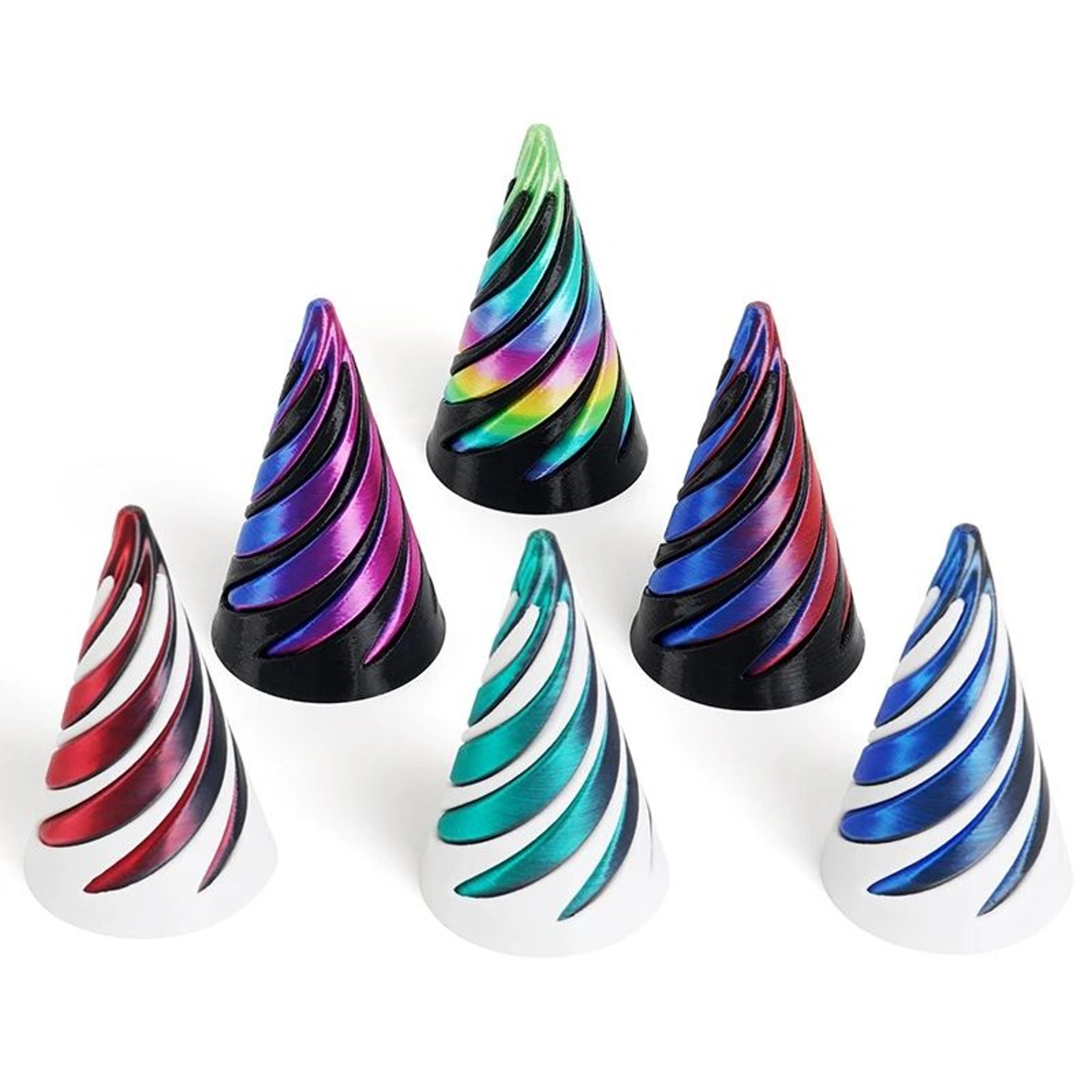 3D Printed Rotating Spiral Cone Toy  AntiStress Impossible Pyramid Fidget With Bunny Design 0