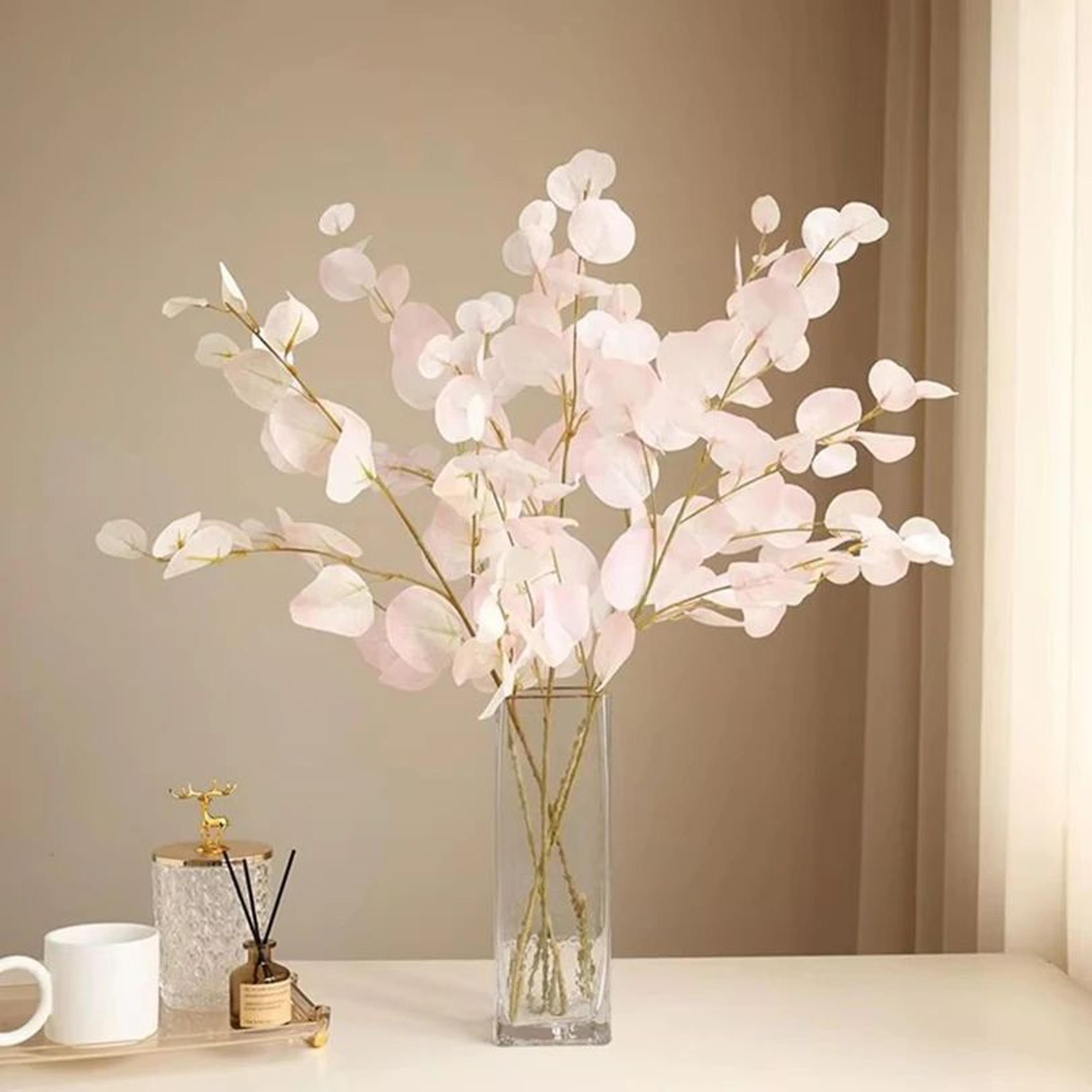 Artificial Eucalyptus Money Leaf Stems  Long Pole Faux Greenery For Home Wedding  Table Decor 1