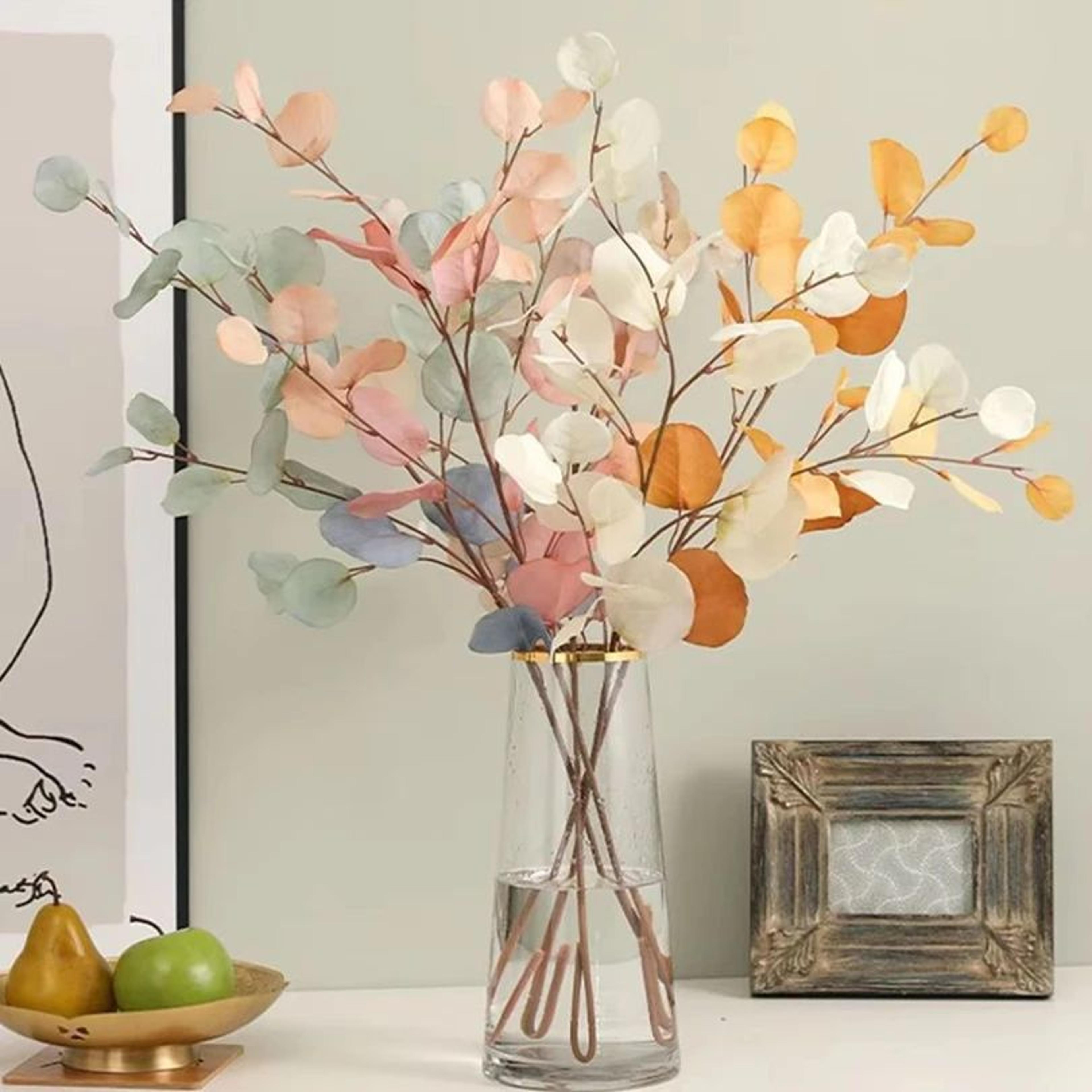Artificial Eucalyptus Money Leaf Stems  Long Pole Faux Greenery For Home Wedding  Table Decor 4