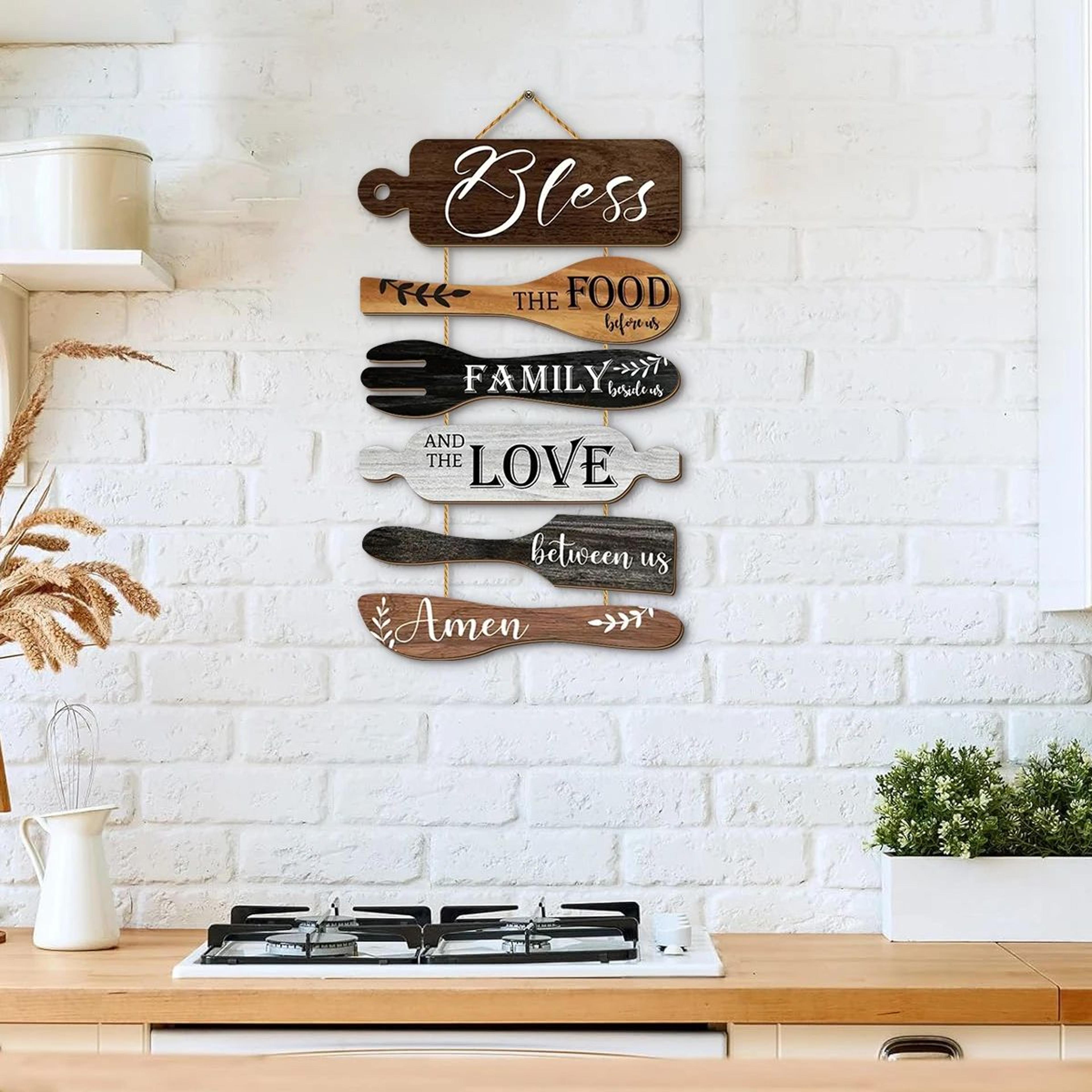 Family Blessings Wooden Kitchen Wall Sign  Rustic Dining Room Decor For Home  Restaurant 1