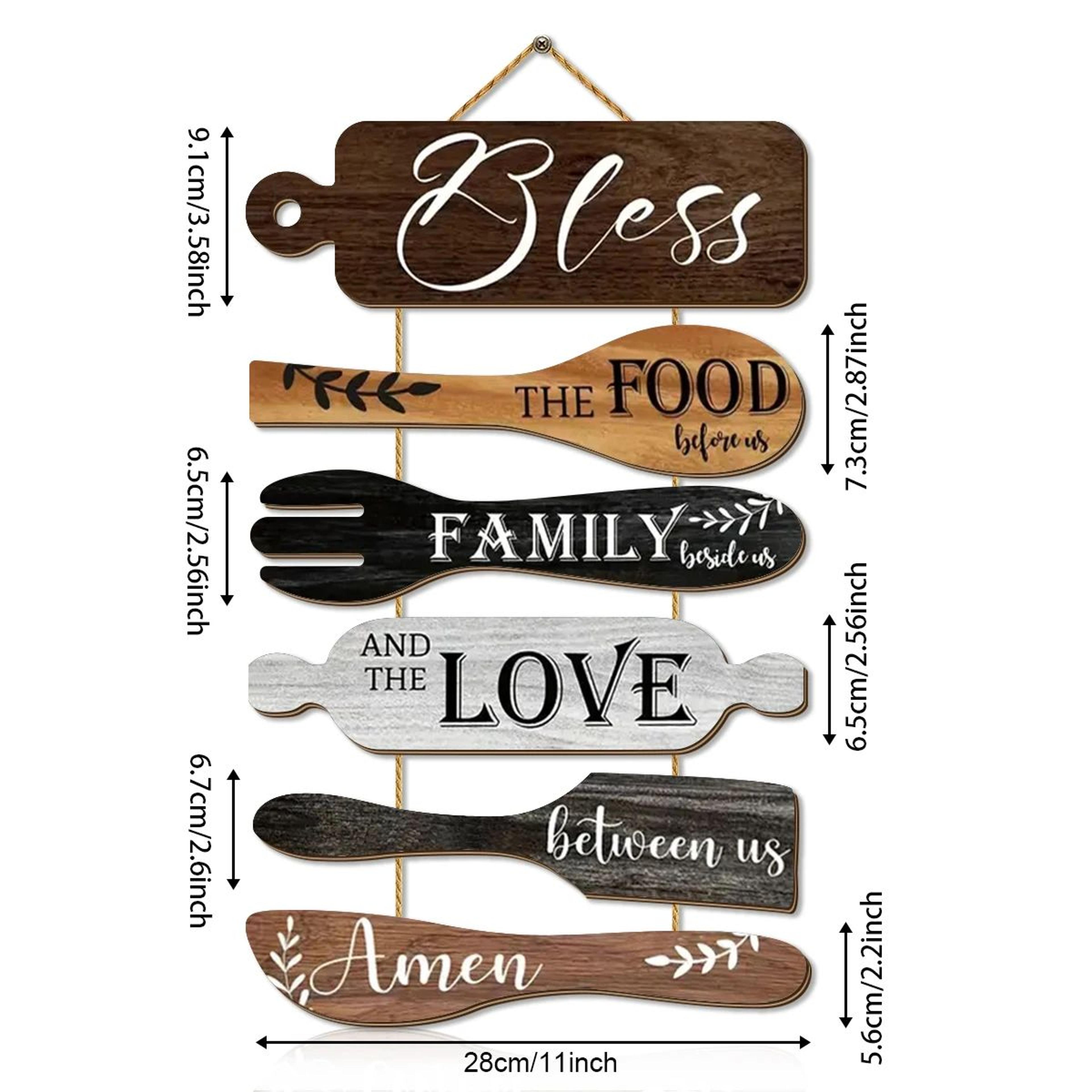 Family Blessings Wooden Kitchen Wall Sign  Rustic Dining Room Decor For Home  Restaurant 4