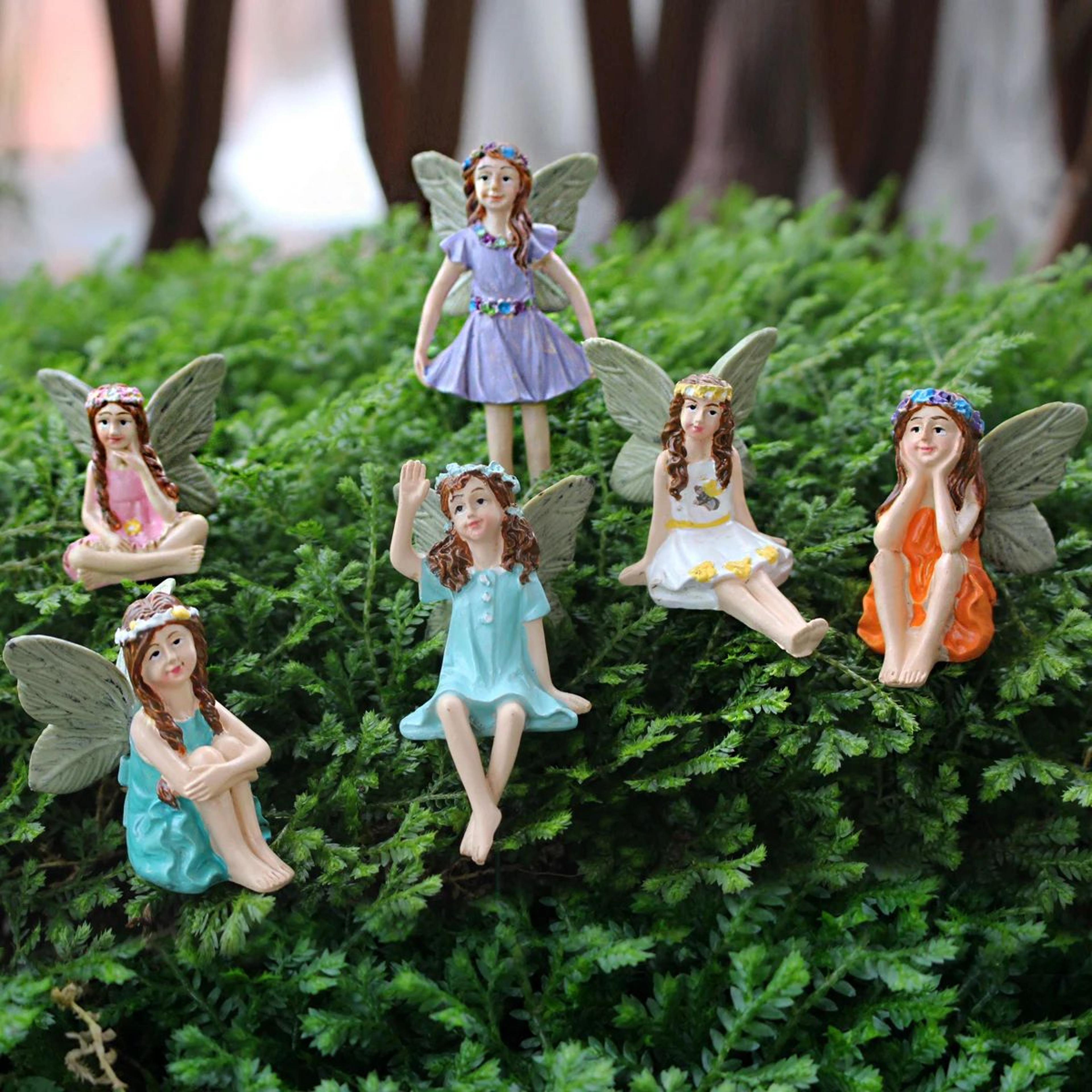 6pcs mini garden fairy stake set – whimsical fairy figurines for outdoor lawn & pot plant decor